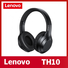 Original Lenovo Thinkplus TH10 Bluetooth Headphones Wireless HIFI Stereo Over-Ear Headset with Mic 3.5mm AUX Foldable Headphone Bluetooth Earpods Sports Earphones for Android iOS & PC - Black / White