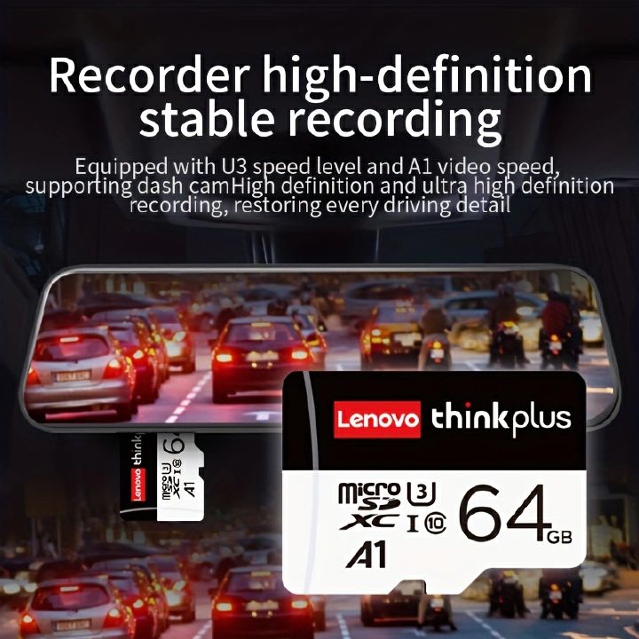 Original Lenovo Thinkplus High Speed TF Card Micro SD Card 256GB 128GB 64GB 32GB 16GB Class 10 Memory Card with SD Adapter for Android Phones/Tablet/Camera/Dash Cam