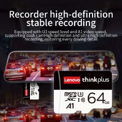 Original Lenovo Thinkplus High Speed TF Card Micro SD Card 256GB 128GB 64GB 32GB 16GB Class 10 Memory Card with SD Adapter for Android Phones/Tablet/Camera/Dash Cam