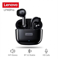 Original Lenovo Thinkplus LP40 Pro TWS Wireless Earphone Bluetooth 5.1 Earpods Sport Headset Waterproof Stereo Bass Earbuds with Mic for Android iOS - Black / White