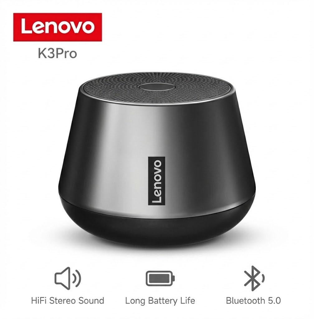 Original Lenovo Thinkplus K3 Pro Wireless Bluetooth 5.0 Speaker Portable HIFI Stereo Deep Bass with Mic HD Calls 1200mAh Long Battery for Phone PC Laptop