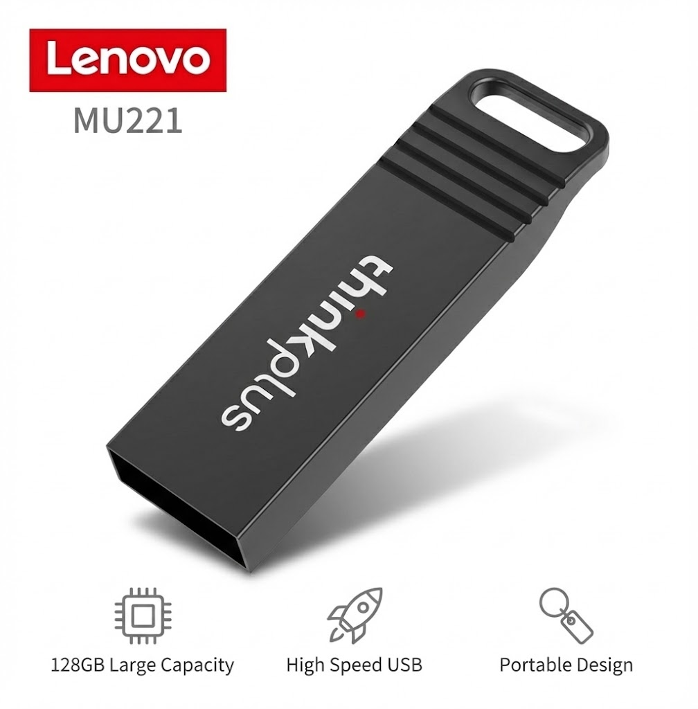Original Lenovo Thinkplus Metal USB Flash Drive MU221 128GB 64GB 32GB 16GB USB 2.0 High Speed U Disk Waterproof Shockproof Pendrive for PC / Laptop / Car Audio