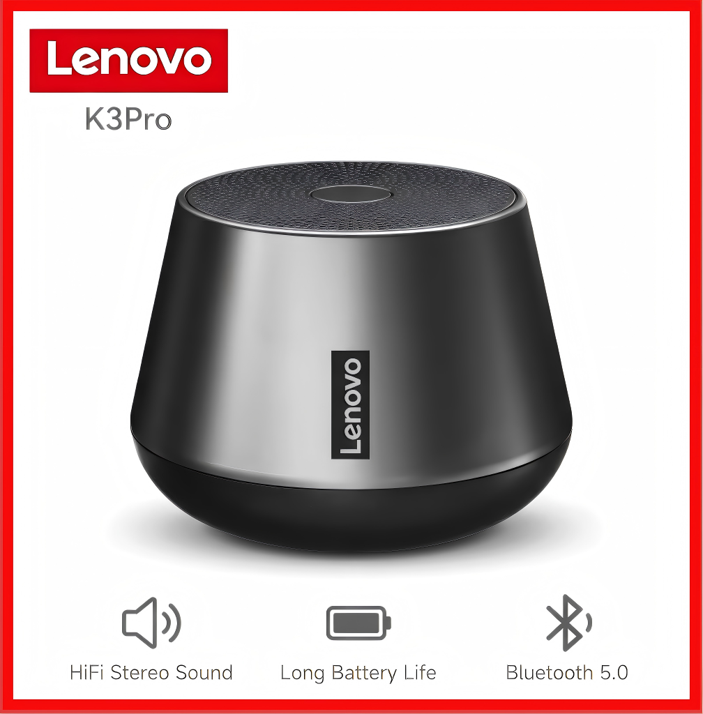Original Lenovo Thinkplus K3 Pro Wireless Bluetooth 5.0 Speaker Portable HIFI Stereo Deep Bass with Mic HD Calls 1200mAh Long Battery for Phone PC Laptop