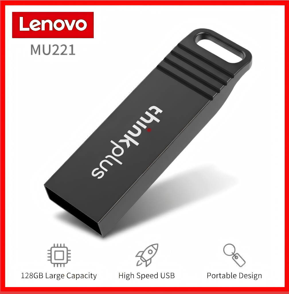Original Lenovo Thinkplus Metal USB Flash Drive MU221 128GB 64GB 32GB 16GB USB 2.0 High Speed U Disk Waterproof Shockproof Pendrive for PC / Laptop / Car Audio