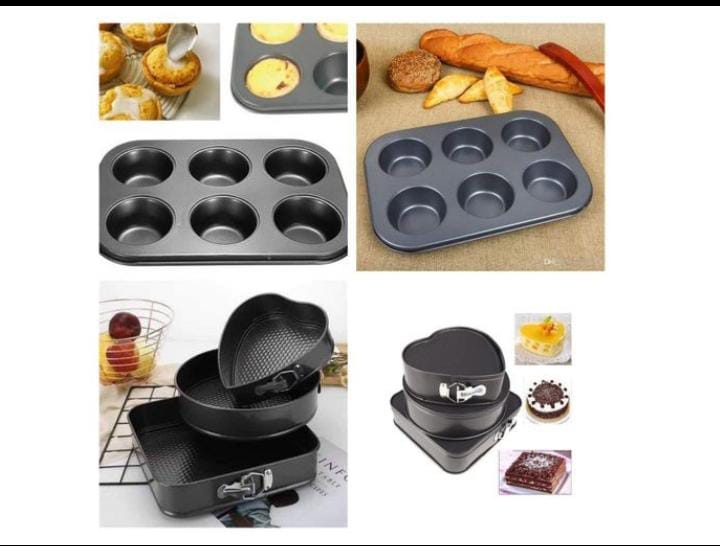 4pcs Non-Stick Springform Cake Baking Tins Moulds Square, Round, Heart Baking Kitchen Tray Tin Mould
