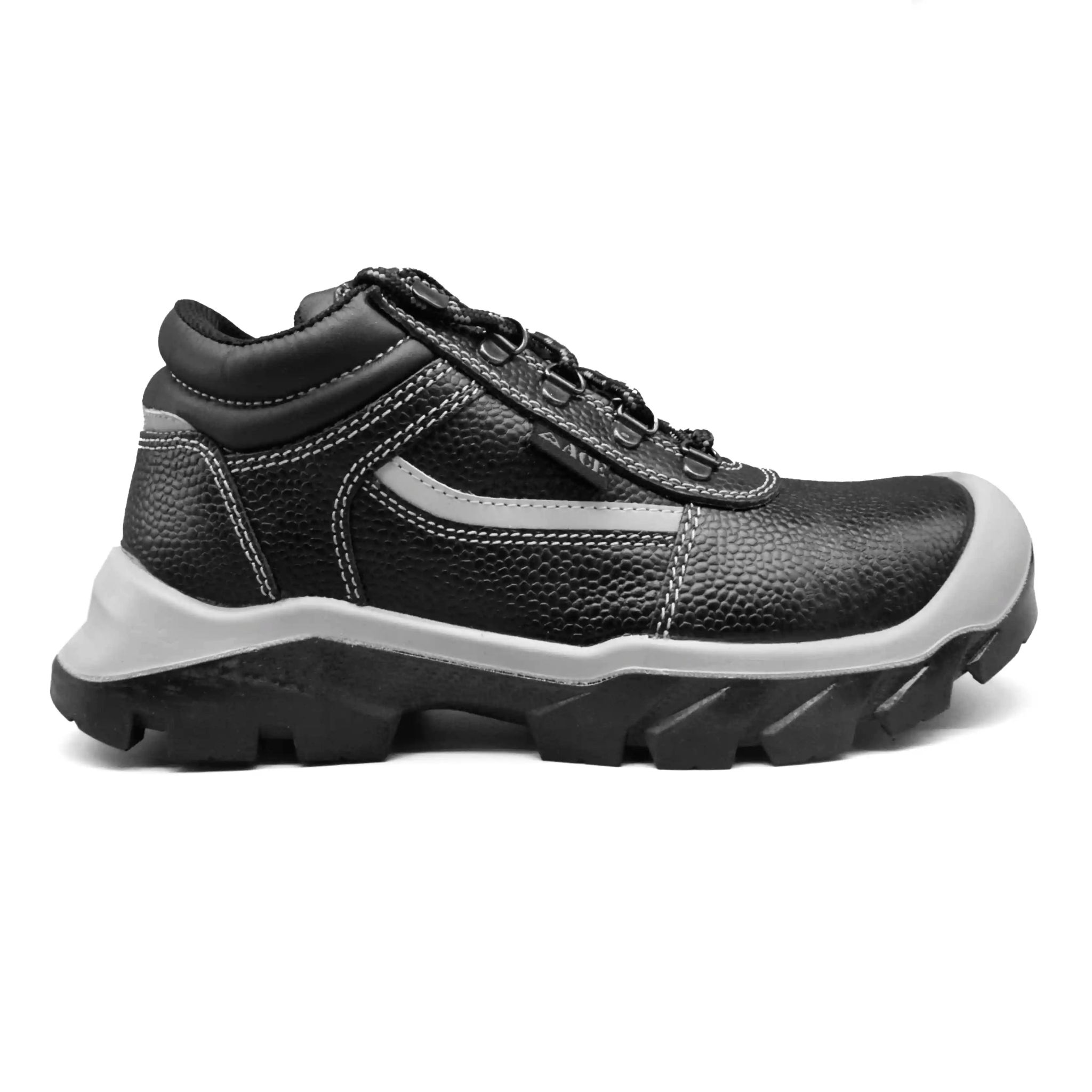 UMOJA Ace Duma Men's Safety Shoes – Grey | Water Resistant Leather Upper, Breathable 3D Air Mesh Lining, Dual Density P.U. Outsole, Steel Toecap for 200J Impact, Steel Penetration Resistant Insert.
