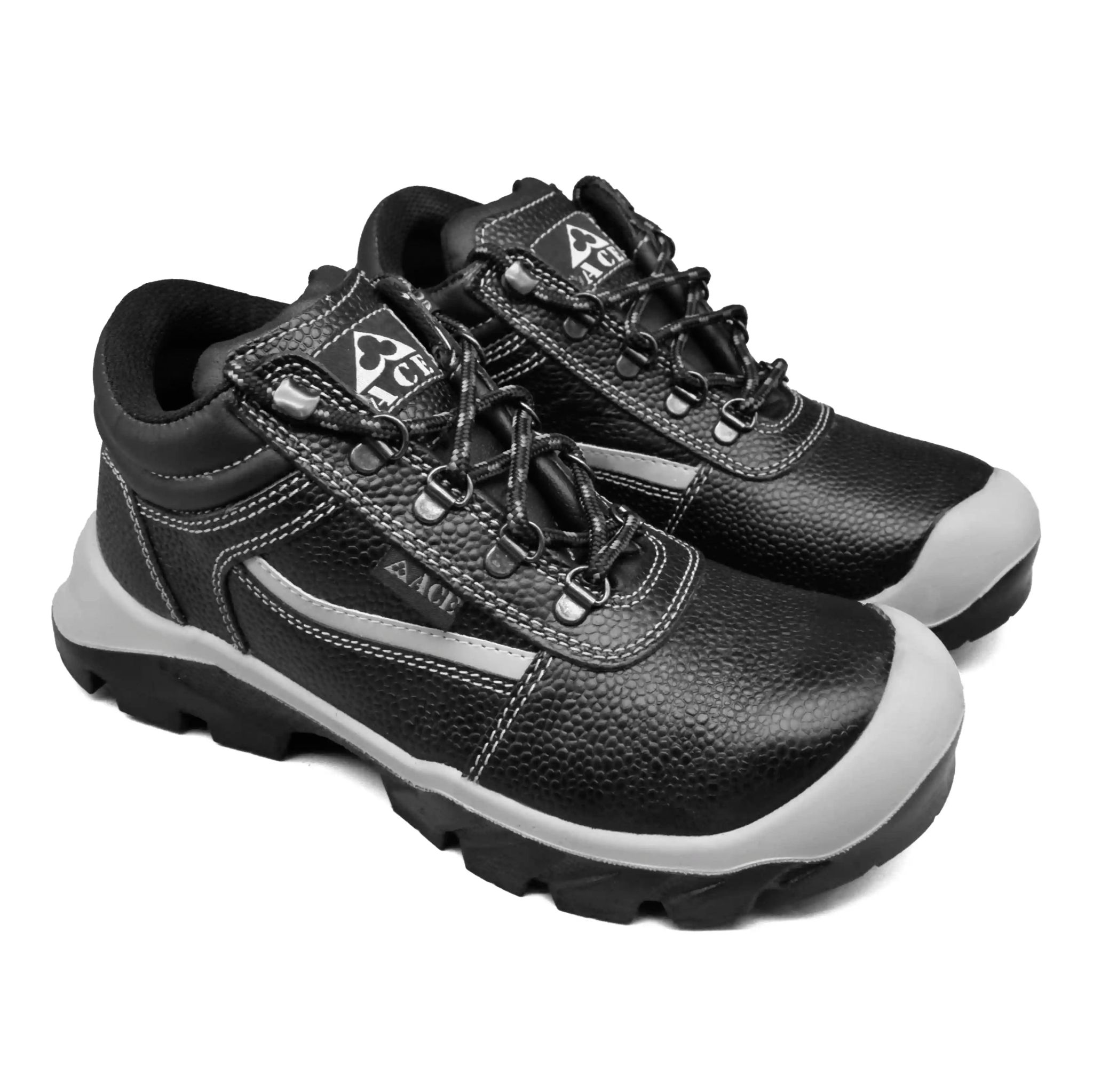 UMOJA Ace Duma Men's Safety Shoes – Grey | Water Resistant Leather Upper, Breathable 3D Air Mesh Lining, Dual Density P.U. Outsole, Steel Toecap for 200J Impact, Steel Penetration Resistant Insert.