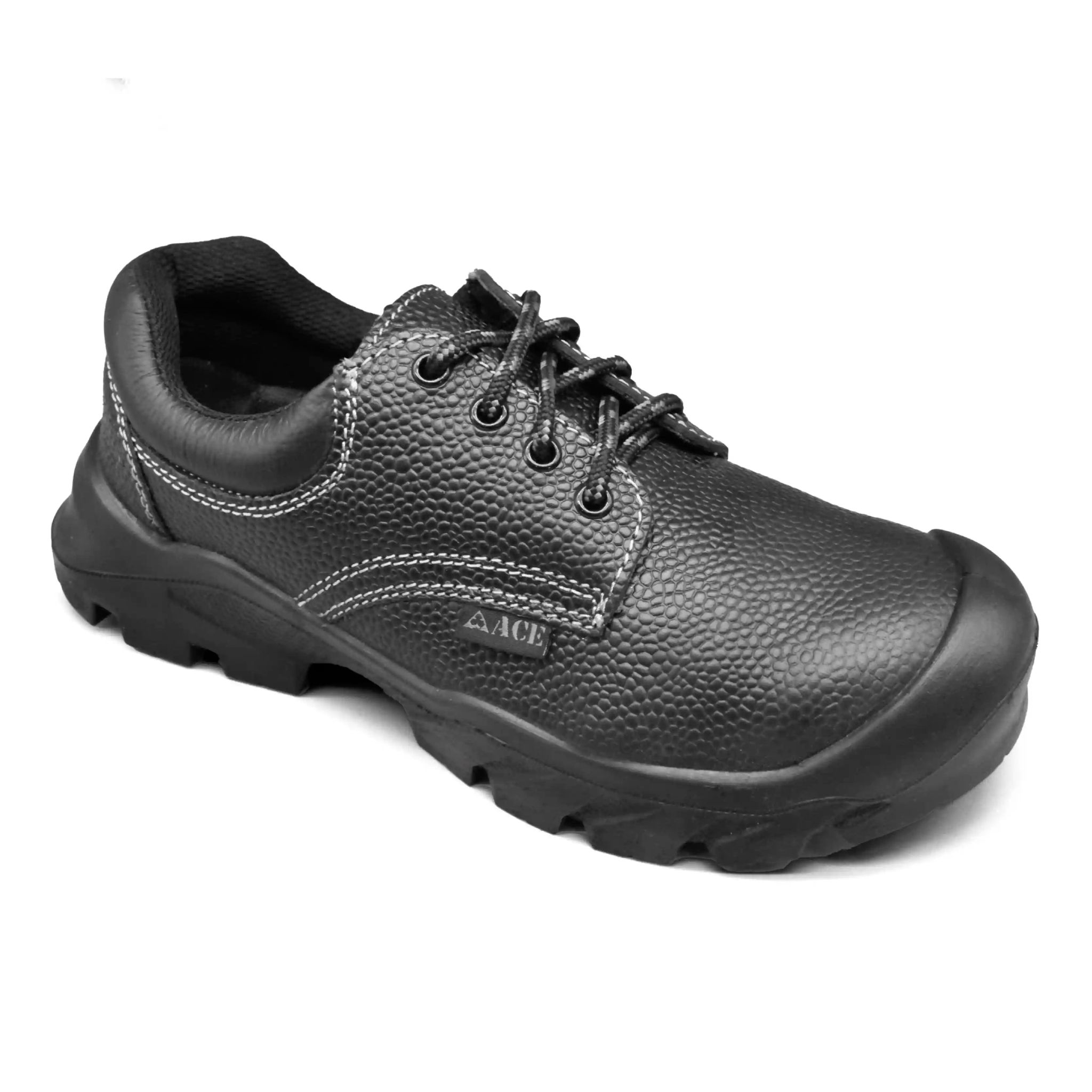 UMOJA Ace Chui Men’s Safety Shoes – Black & Orange | Water Resistant 1.8mm Leather Upper, Breathable Polyester Rice Mesh Lining, Dual Density PU Outsole, Steel Toe Cap 200J, ISO 20345:2011 S2 SRC