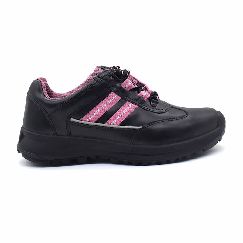 UMOJA Ace Sindi Ladies Safety Shoes – Magenta | Made in Kenya by Umoja, Water Resistant 1.8mm Leather, Breathable Gallop Mesh, PU Outsole, Steel Toe 200J, ISO 20345:2011 S2 SRC