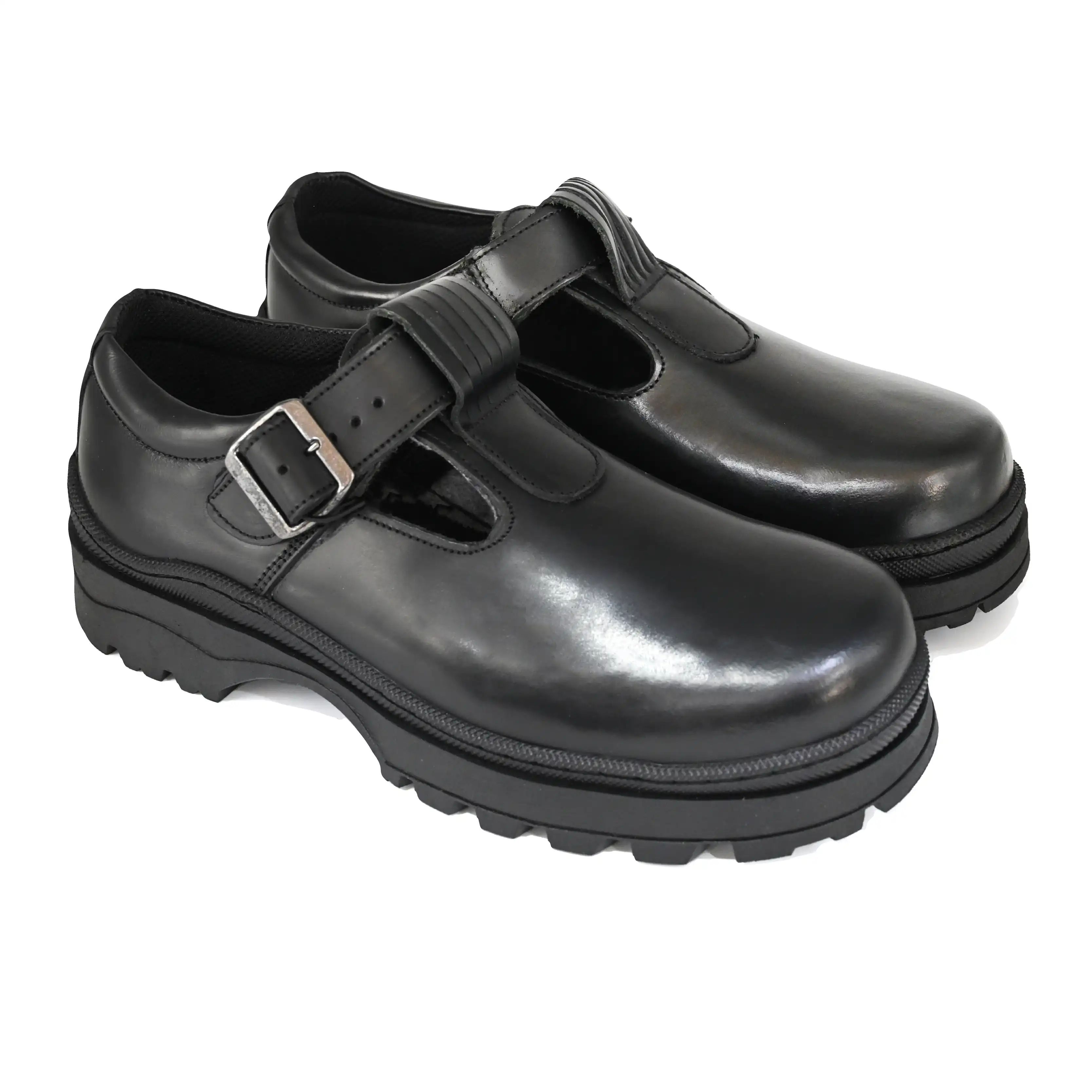 UMOJA Shupavu Girls’ Leather School Shoes – Black | Made in Kenya by Umoja in sizes 9C – 1 , Premium Genuine Leather, Durable Sole, Smart & Comfortable Design for Little Girls’ Daily School Shoes