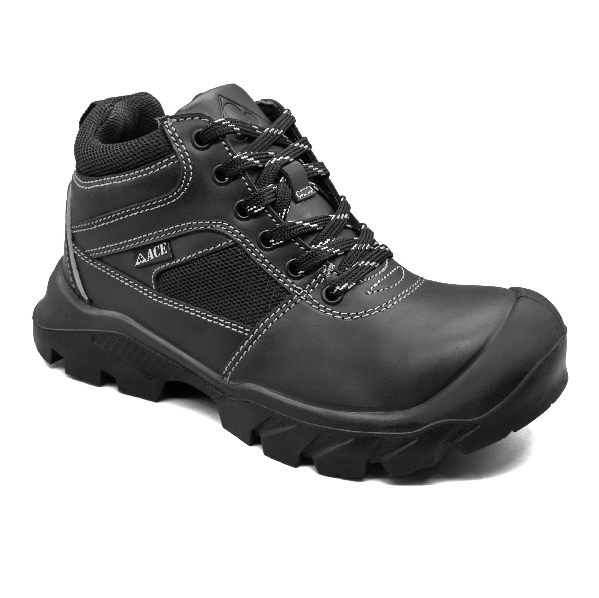 UMOJA   Ace Wolverine Safety Shoes by Umoja | Men’s High-Top Work Boots with Reinforced Leather-Mesh Upper, Aggressive Grip Outsole & Ankle Support