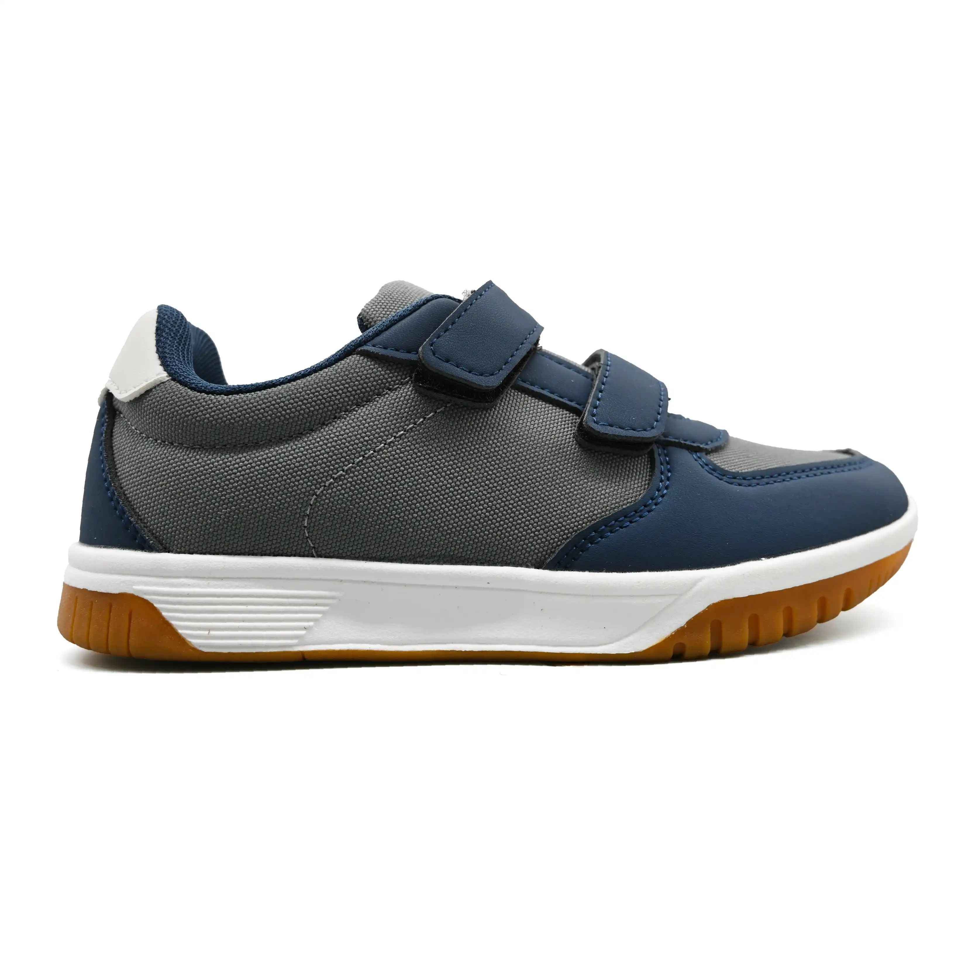 UMOJA Buggies Ezra Kids Sneakers by Umoja – Light Gray & Gray/Navy Blue Hook-and-Loop Shoes | Durable, Comfortable & Stylish Everyday Footwear for Play, Park Adventures & Casual Outings  Kids Shoes