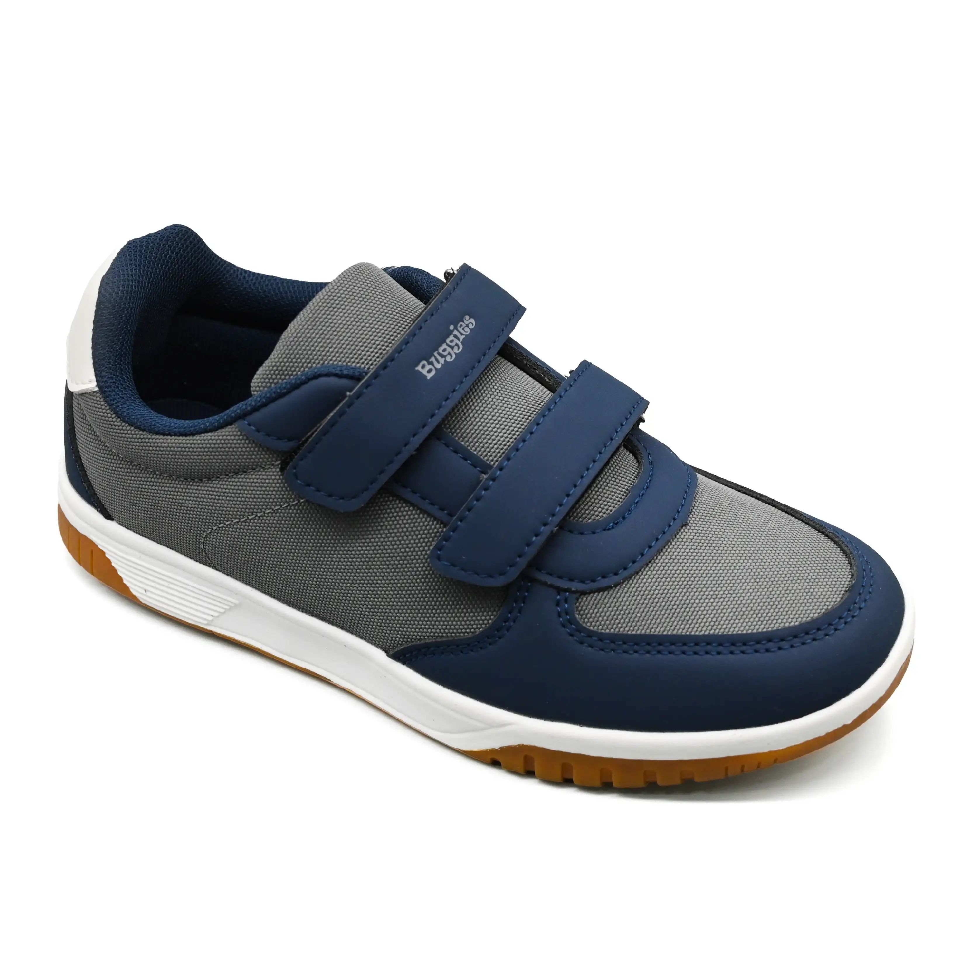 UMOJA Buggies Ezra Kids Sneakers by Umoja – Light Gray & Gray/Navy Blue Hook-and-Loop Shoes | Durable, Comfortable & Stylish Everyday Footwear for Play, Park Adventures & Casual Outings  Kids Shoes