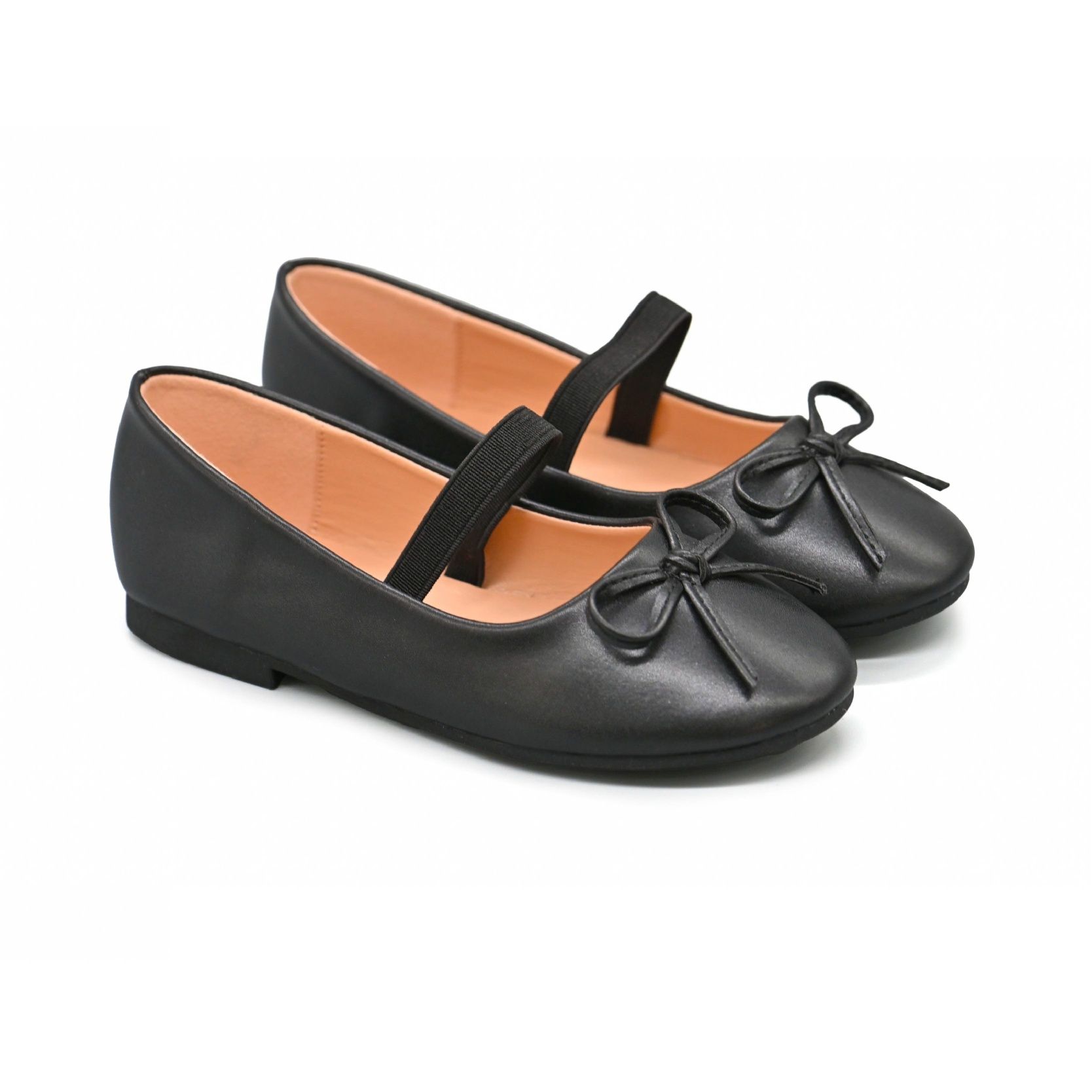 UMOJA Buggies Linzie Kids Shoes by Umoja – Navy Bow & Black Twinkle Toes Mary Janes with Ankle/Elastic Strap | Comfortable, Elegant & Stylish Footwear for School, Parties & Casual Outings.