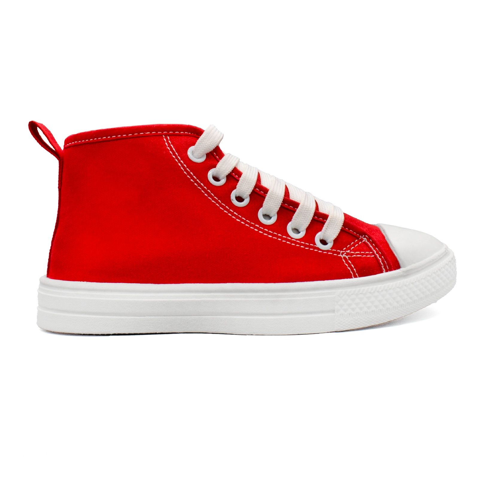 UMOJA Buggies Leslie Kids High-Top Sneakers by Umoja – Red Canvas Shoes with White Sole & Laces | Stylish, Durable & Comfortable Everyday Footwear for Playground, Casual Outings & Weekend Adventures