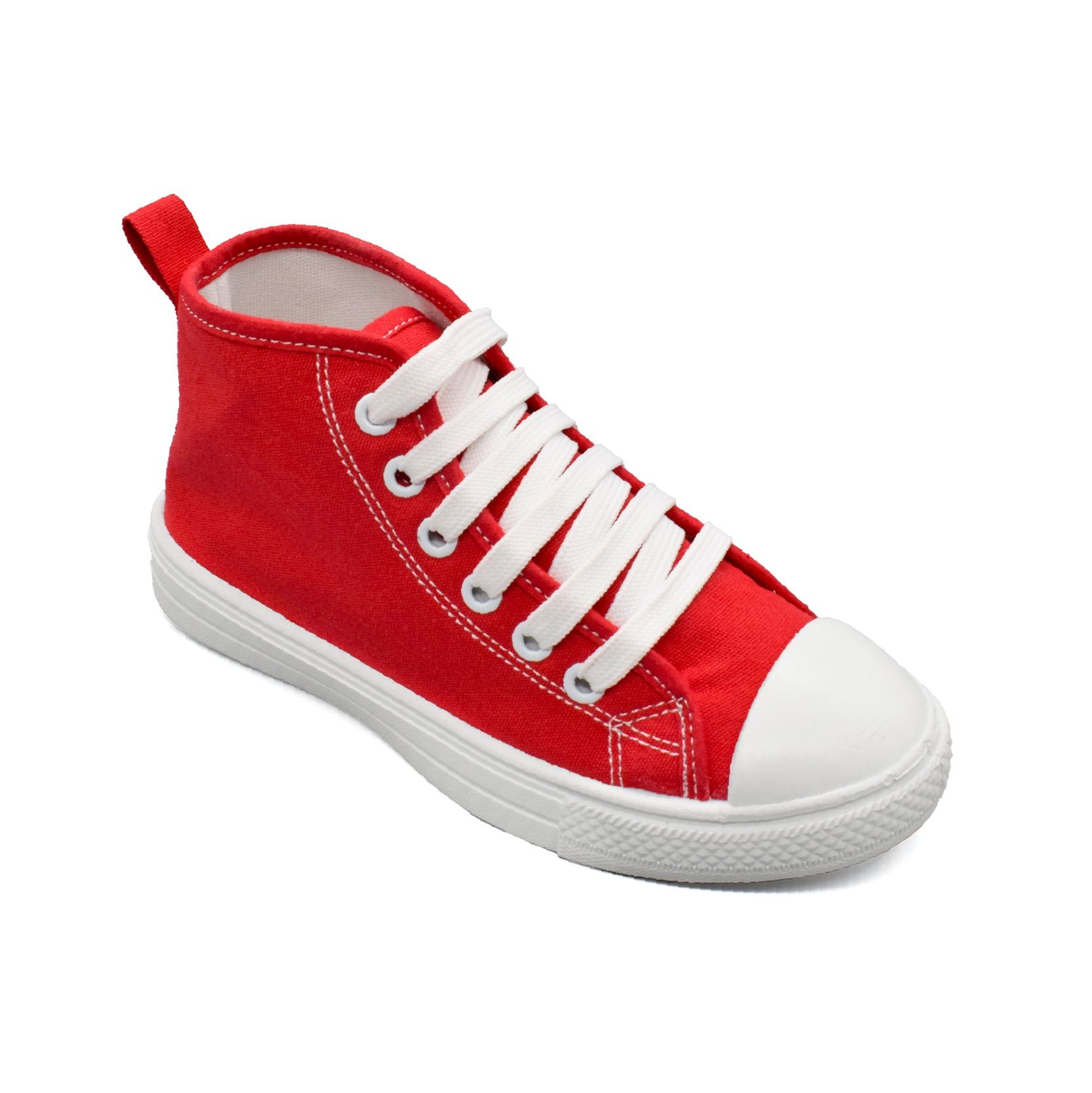 UMOJA Buggies Leslie Kids High-Top Sneakers by Umoja – Red Canvas Shoes with White Sole & Laces | Stylish, Durable & Comfortable Everyday Footwear for Playground, Casual Outings & Weekend Adventures