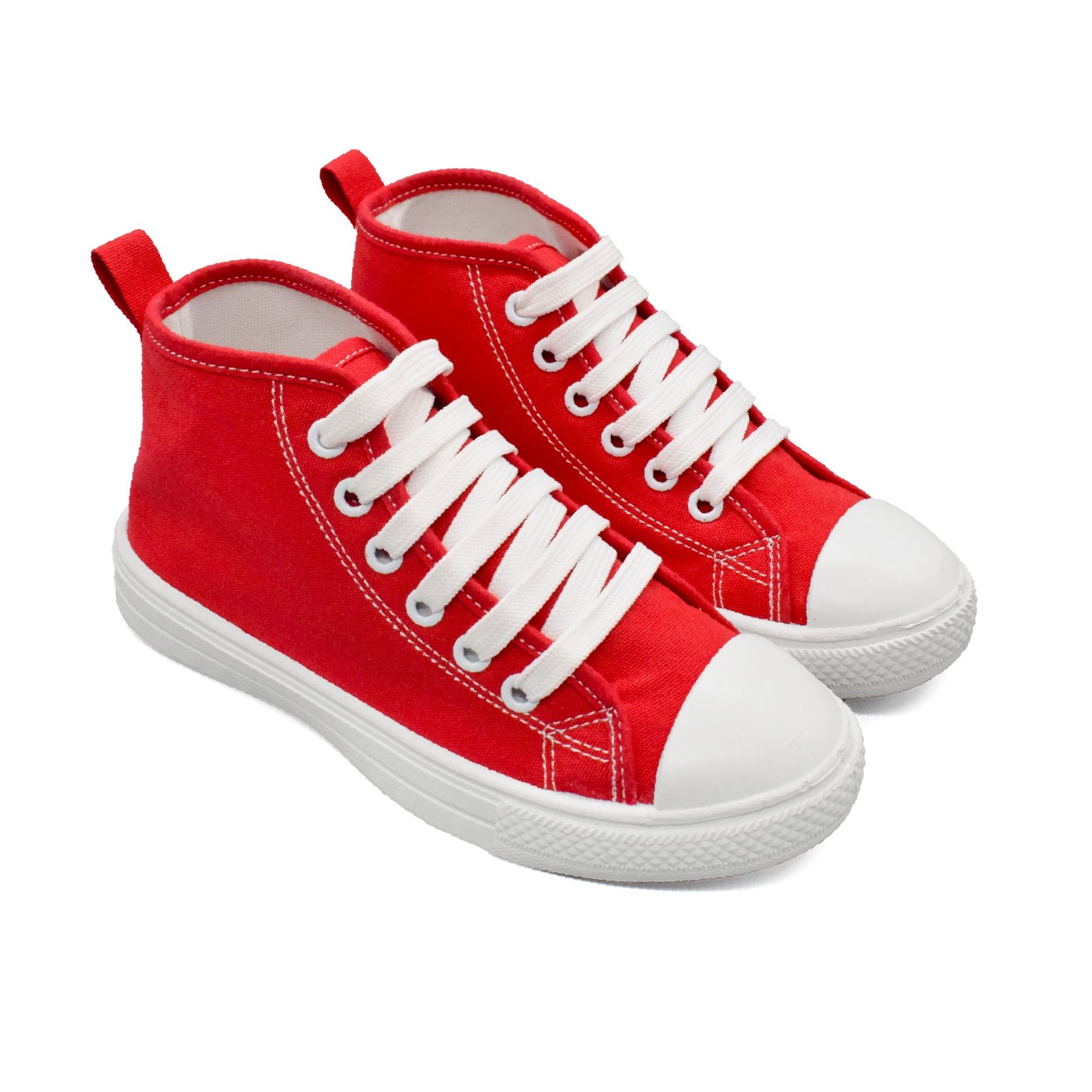 UMOJA Buggies Leslie Kids High-Top Sneakers by Umoja – Red Canvas Shoes with White Sole & Laces | Stylish, Durable & Comfortable Everyday Footwear for Playground, Casual Outings & Weekend Adventures