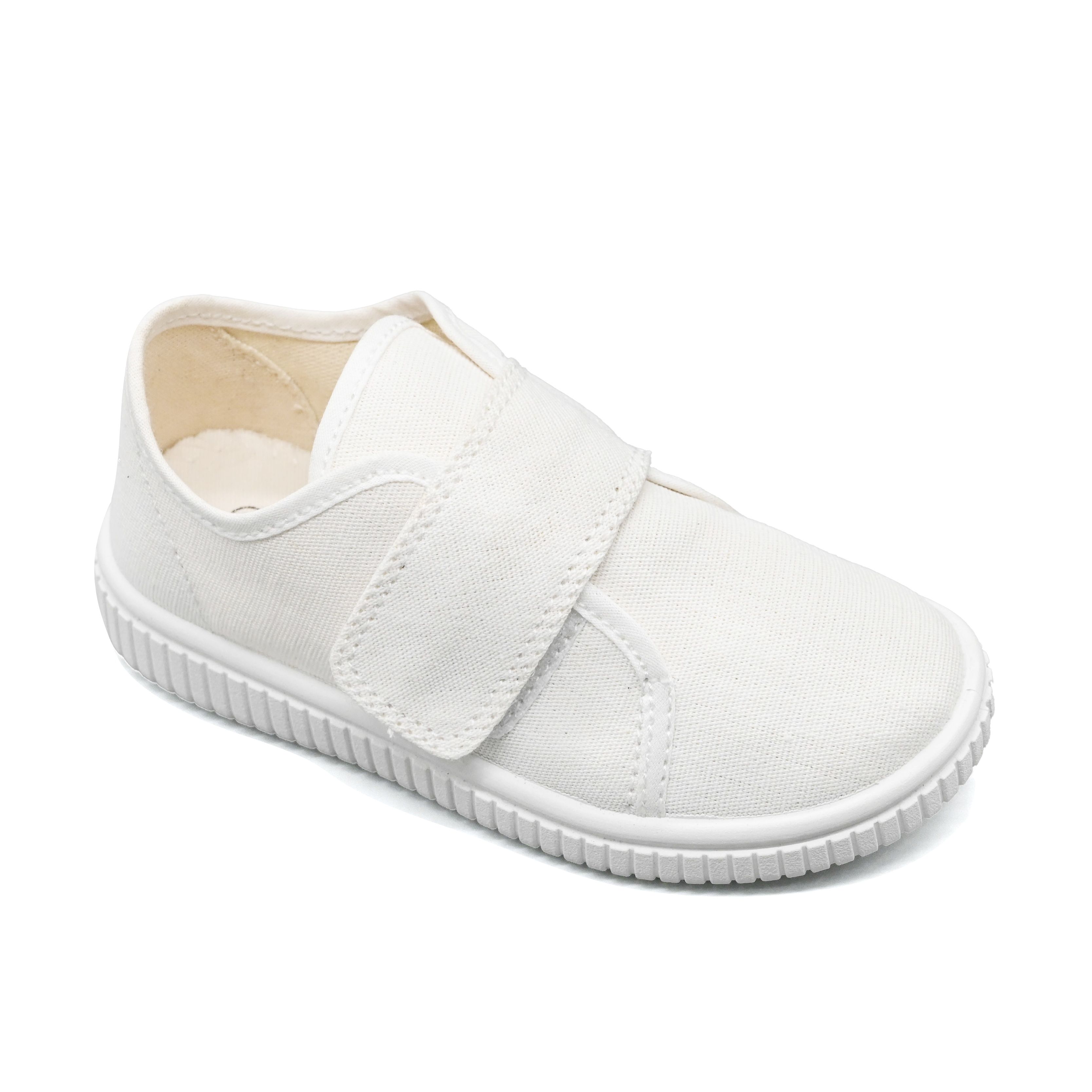 UMOJA Buggies Koby Kids Shoes by Umoja – White & Black Canvas Velcro Sneakers | Comfortable, Durable & Stylish Everyday Footwear for Playground, Casual Outings & Park Adventures.