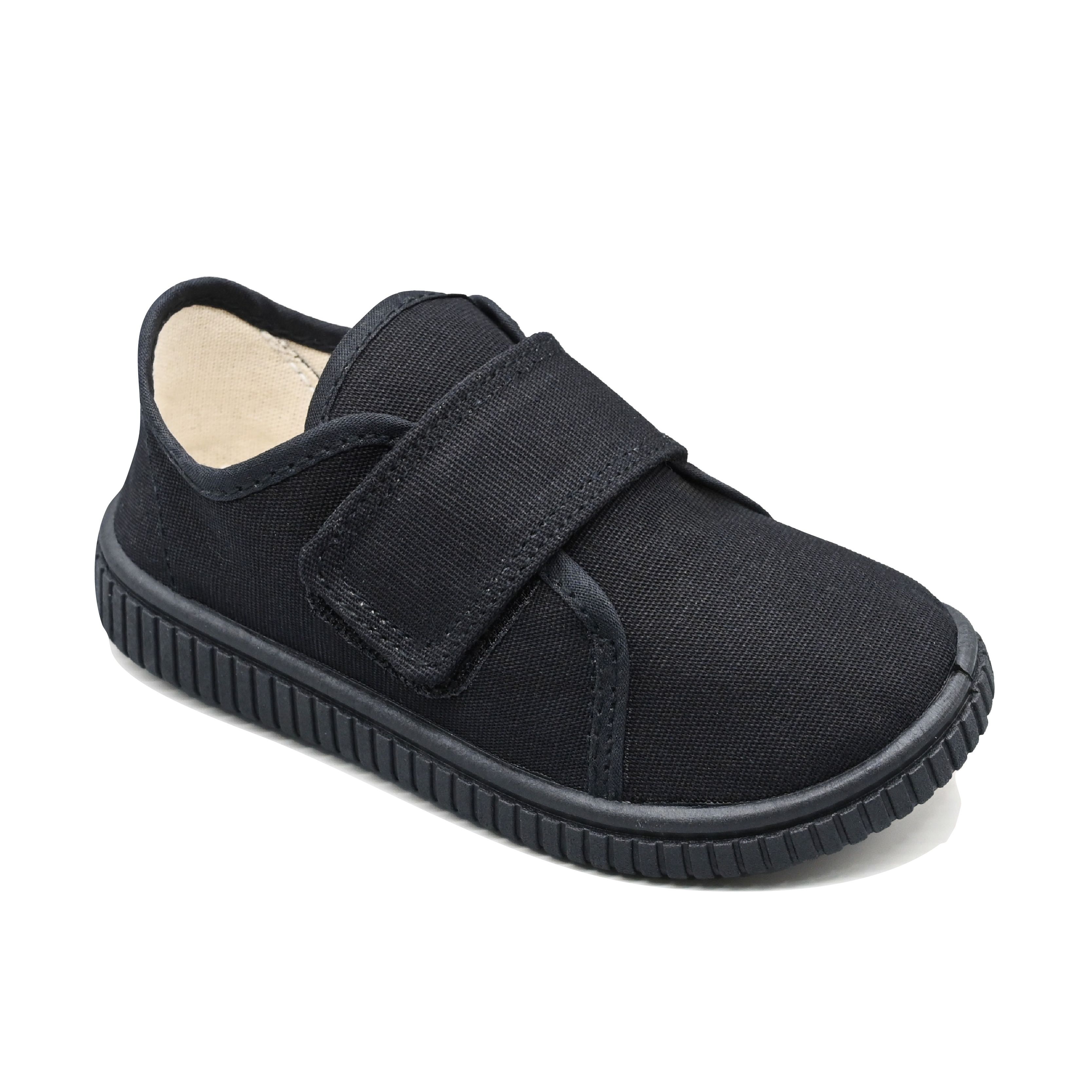 UMOJA Buggies Koby Kids Shoes by Umoja – White & Black Canvas Velcro Sneakers | Comfortable, Durable & Stylish Everyday Footwear for Playground, Casual Outings & Park Adventures.