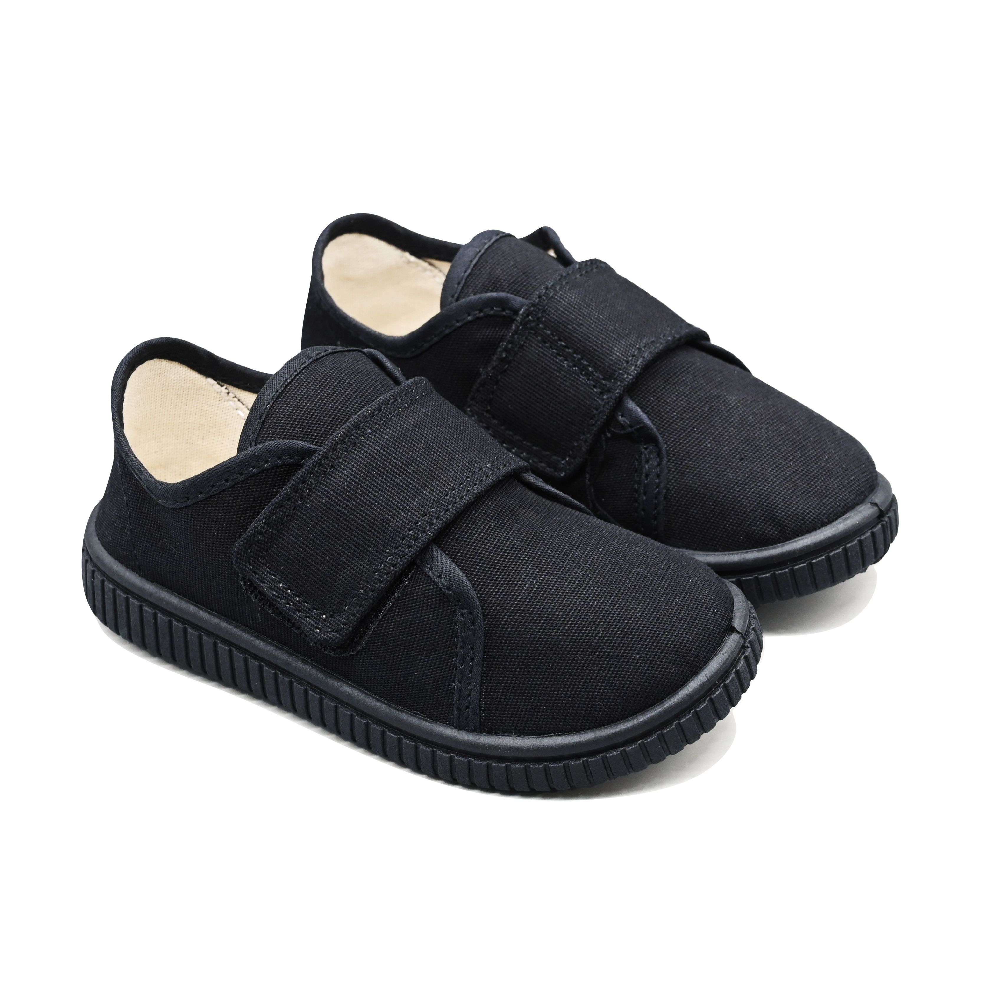 UMOJA Buggies Koby Kids Shoes by Umoja – White & Black Canvas Velcro Sneakers | Comfortable, Durable & Stylish Everyday Footwear for Playground, Casual Outings & Park Adventures.