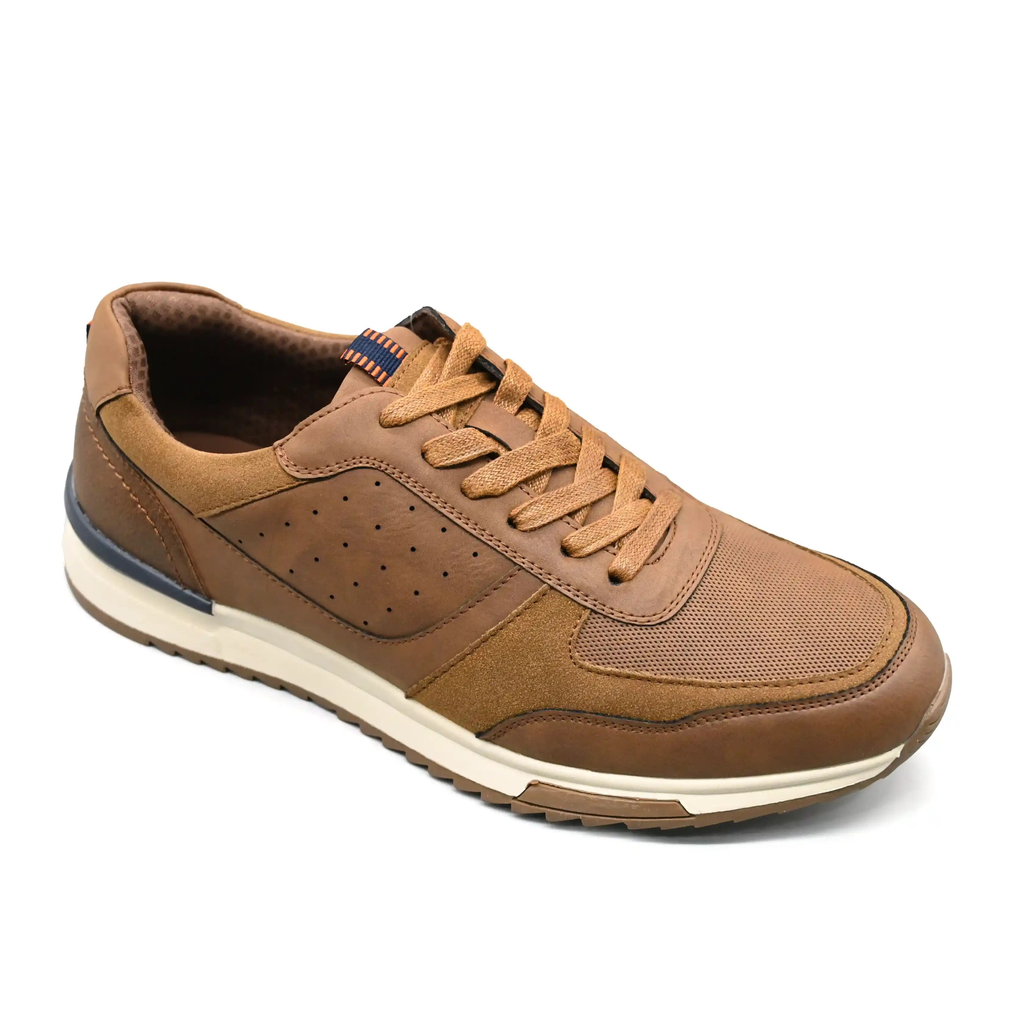 UMOJA Deniro Reid – Men’s Brown Suede & Leather-Like Sneakers with Mesh Panels by Umoja | Stylish, Comfortable Low-Top Footwear for Casual Outings, Weekend Wear & Everyday Adventures.