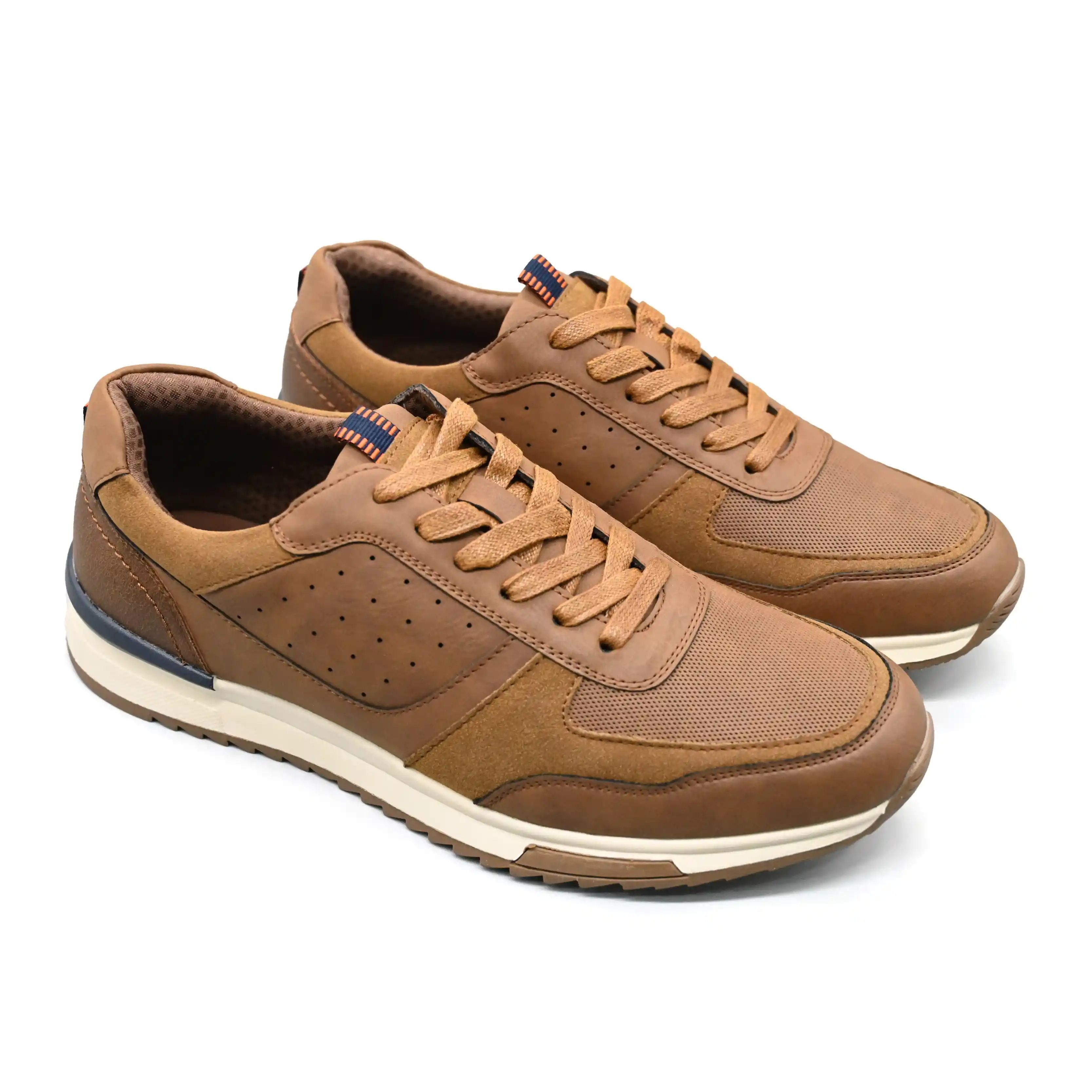 UMOJA Deniro Reid – Men’s Brown Suede & Leather-Like Sneakers with Mesh Panels by Umoja | Stylish, Comfortable Low-Top Footwear for Casual Outings, Weekend Wear & Everyday Adventures.