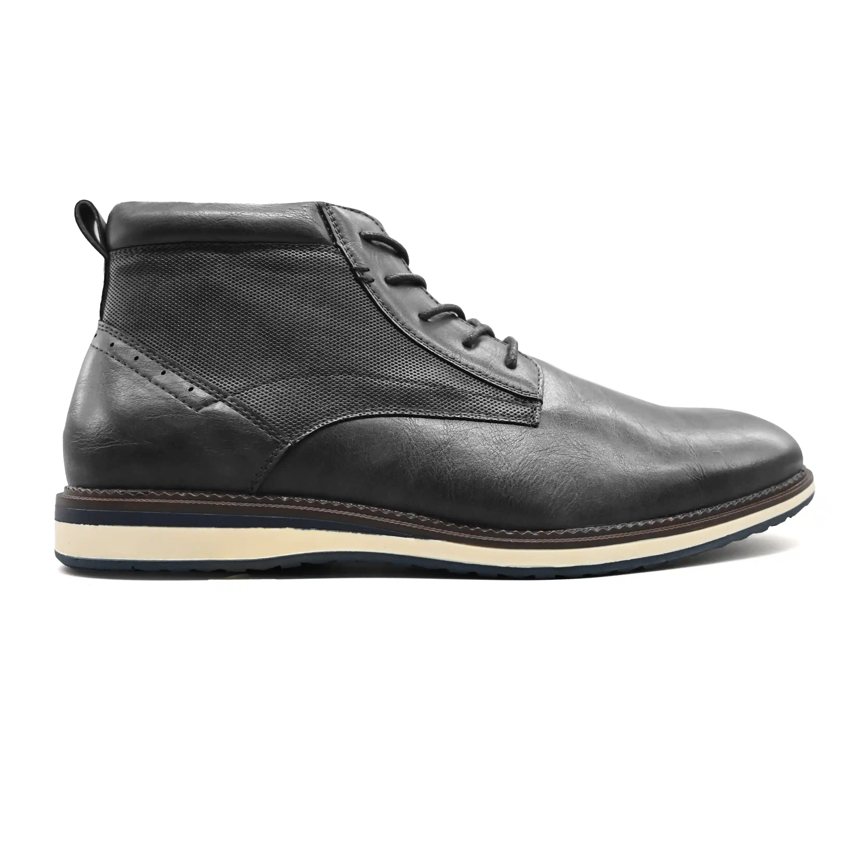 UMOJA Deniro Roman – Men’s Charcoal Modern Gladiator Boots with Textured Panels by Umoja | Stylish, Comfortable & Versatile Footwear for Business Casual, Evening Outings & Weekend Wear.