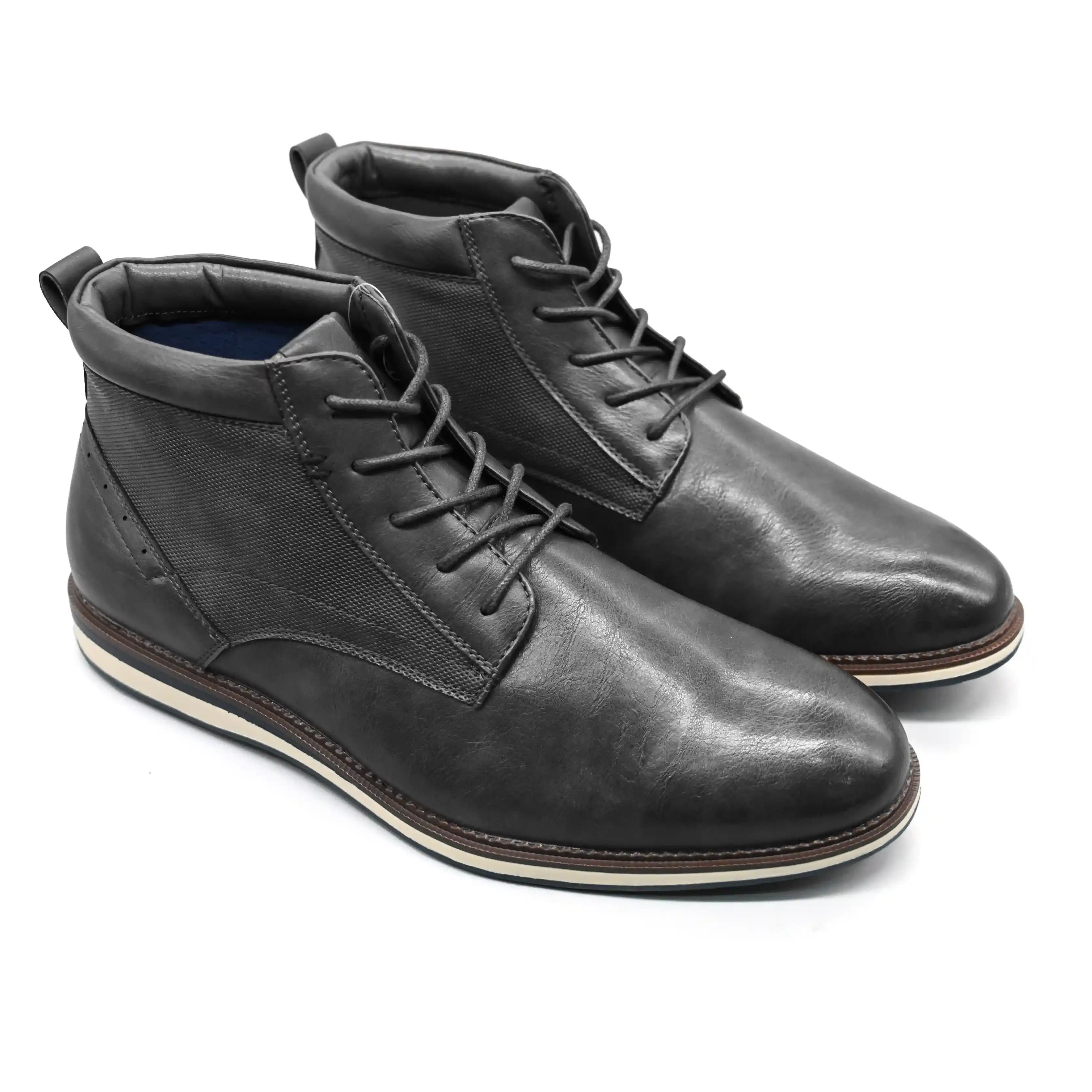 UMOJA Deniro Roman – Men’s Charcoal Modern Gladiator Boots with Textured Panels by Umoja | Stylish, Comfortable & Versatile Footwear for Business Casual, Evening Outings & Weekend Wear.