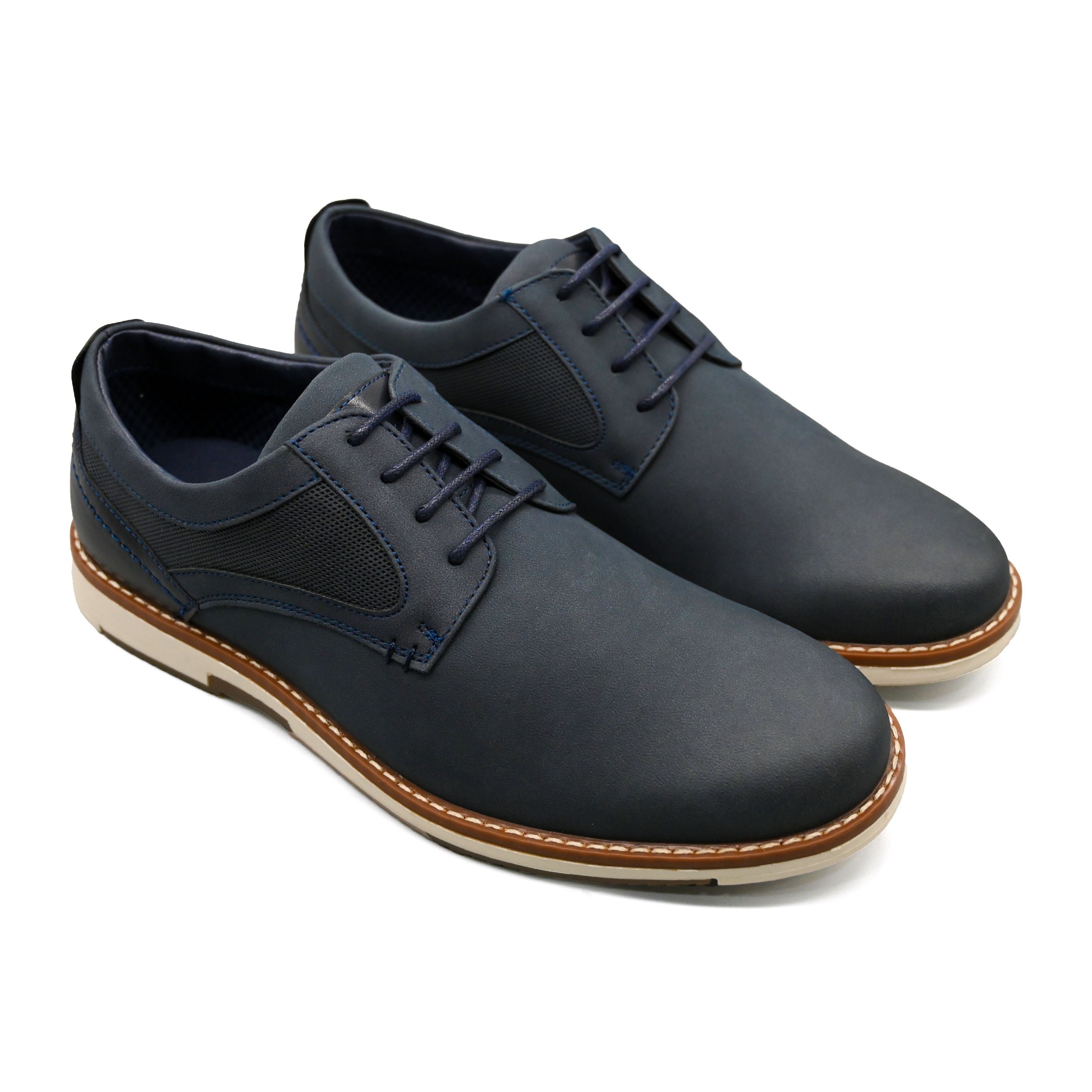 UMOJA Deniro Rowan – Men’s Brown Derby & Blue Mesh Oxford Shoes by Umoja | Comfortable, Stylish & Versatile Footwear for Business Casual, Smart-Casual & Semi-Formal Occasions