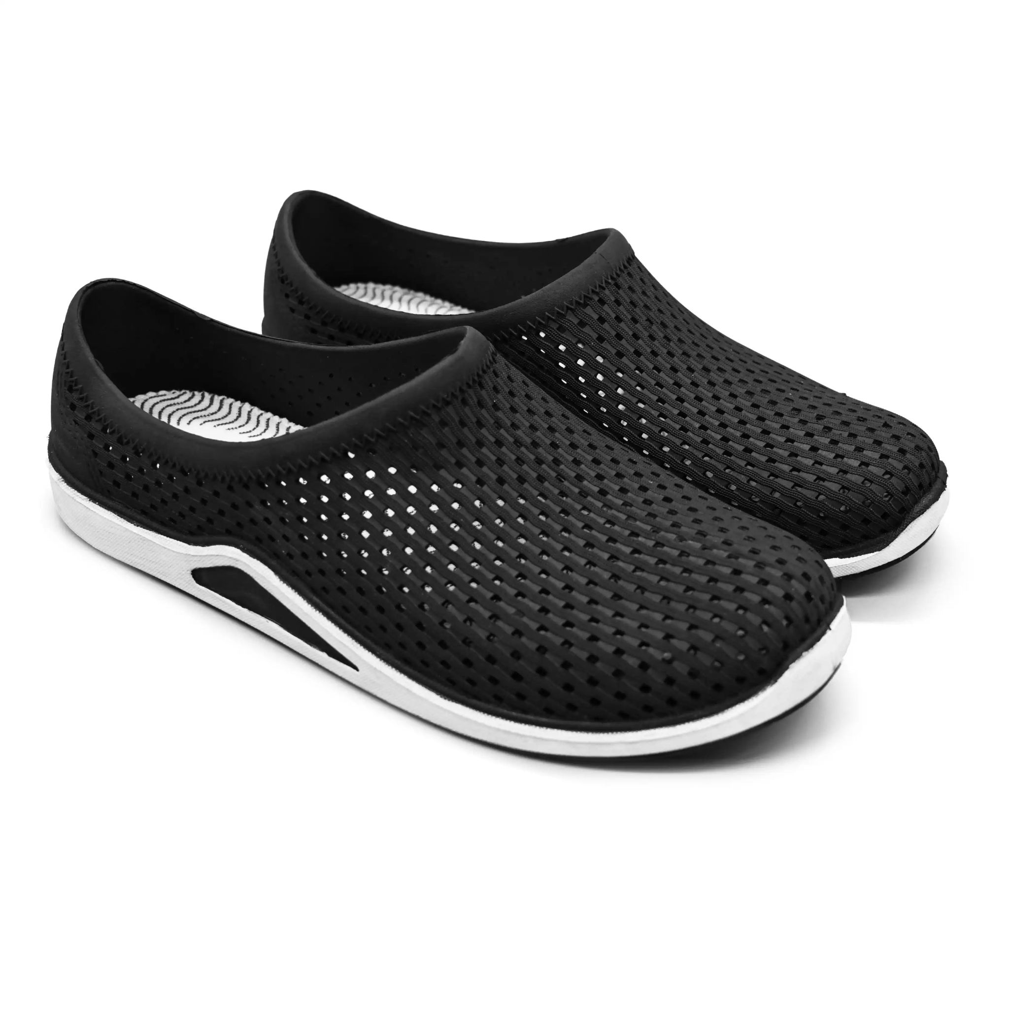 UMOJA Super Star Slip-Ons – Unisex Woven Lattice Slip-On Shoes with White Sole in Navy & Black | Breathable, Comfortable & Stylish Footwear for Beach, Pool, Casual Outings & Everyday Wear.