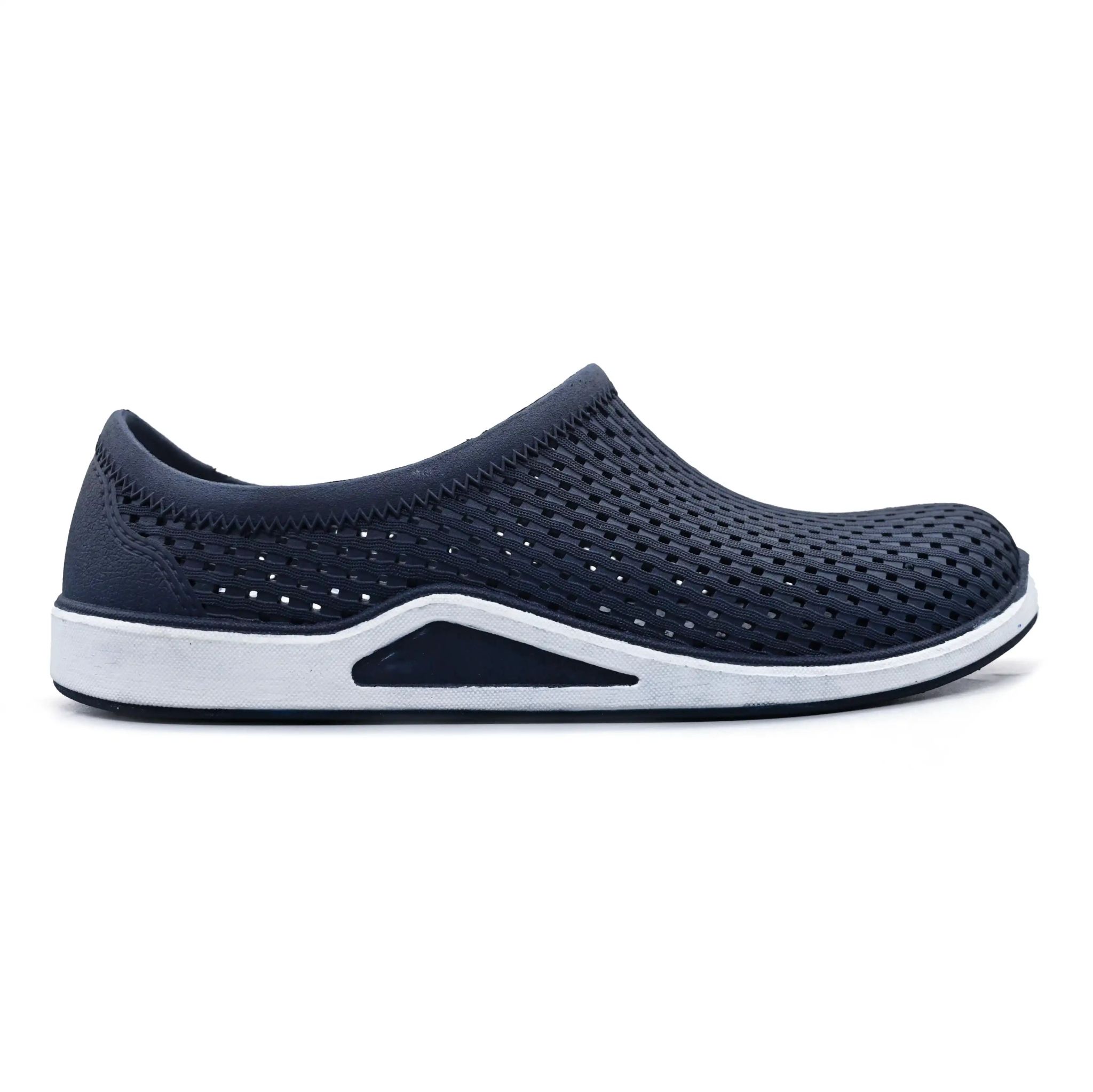 UMOJA Super Star Slip-Ons – Unisex Woven Lattice Slip-On Shoes with White Sole in Navy & Black | Breathable, Comfortable & Stylish Footwear for Beach, Pool, Casual Outings & Everyday Wear.