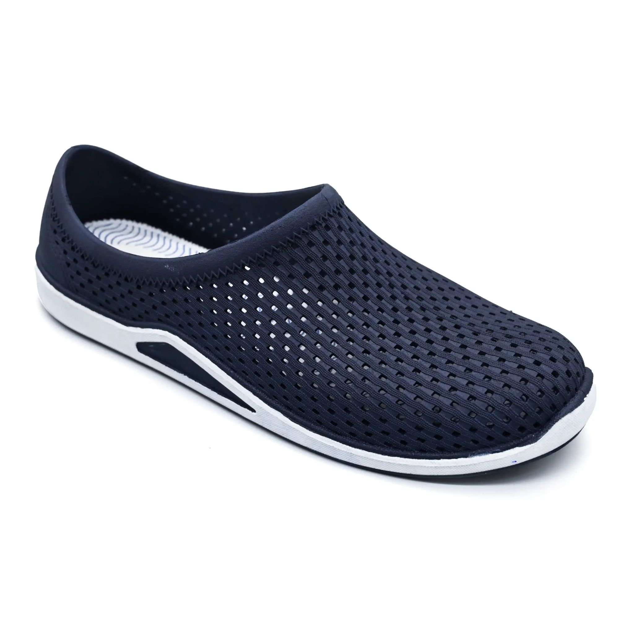UMOJA Super Star Slip-Ons – Unisex Woven Lattice Slip-On Shoes with White Sole in Navy & Black | Breathable, Comfortable & Stylish Footwear for Beach, Pool, Casual Outings & Everyday Wear.