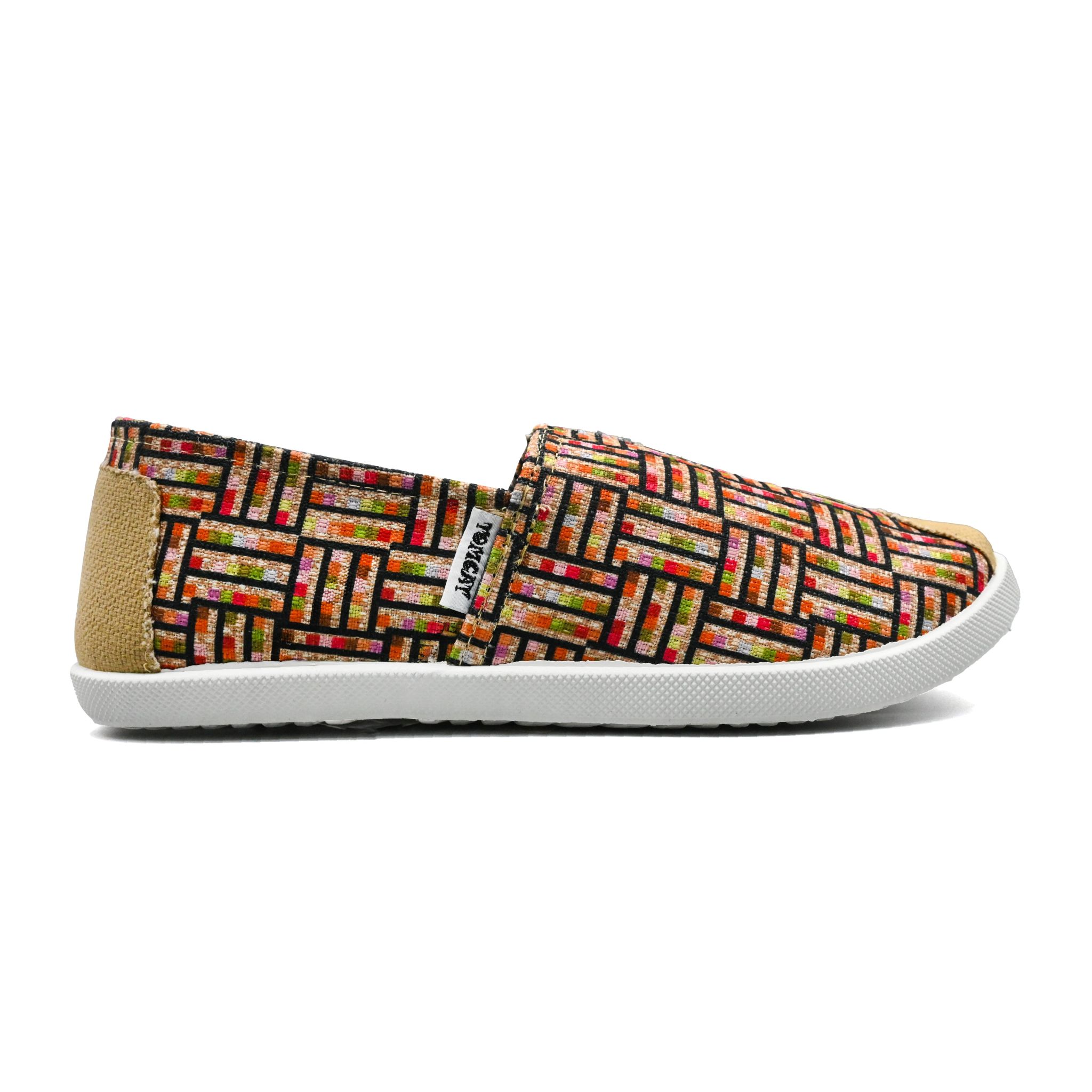 UMOJA Emmy Chapisha Canvas Shoes – Ankara Red & Blue | Colorful African Print Slip-On Canvas Shoes for Casual Outings, Summer Events & Everyday Comfort ladies shoes,women shoes