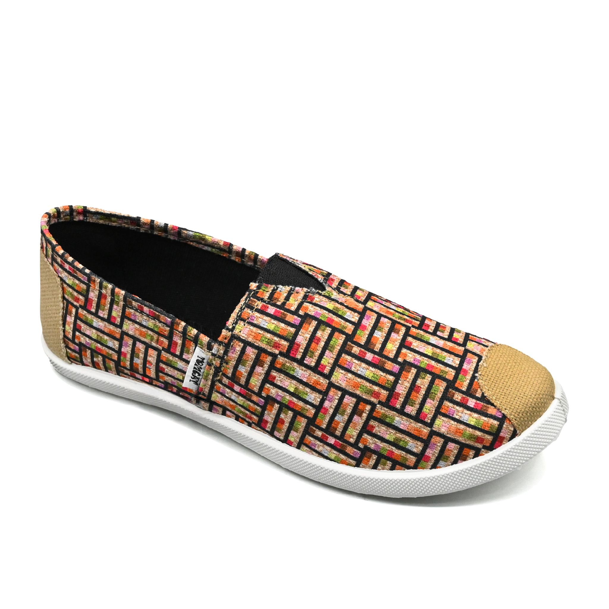 UMOJA Emmy Chapisha Canvas Shoes – Ankara Red & Blue | Colorful African Print Slip-On Canvas Shoes for Casual Outings, Summer Events & Everyday Comfort ladies shoes,women shoes