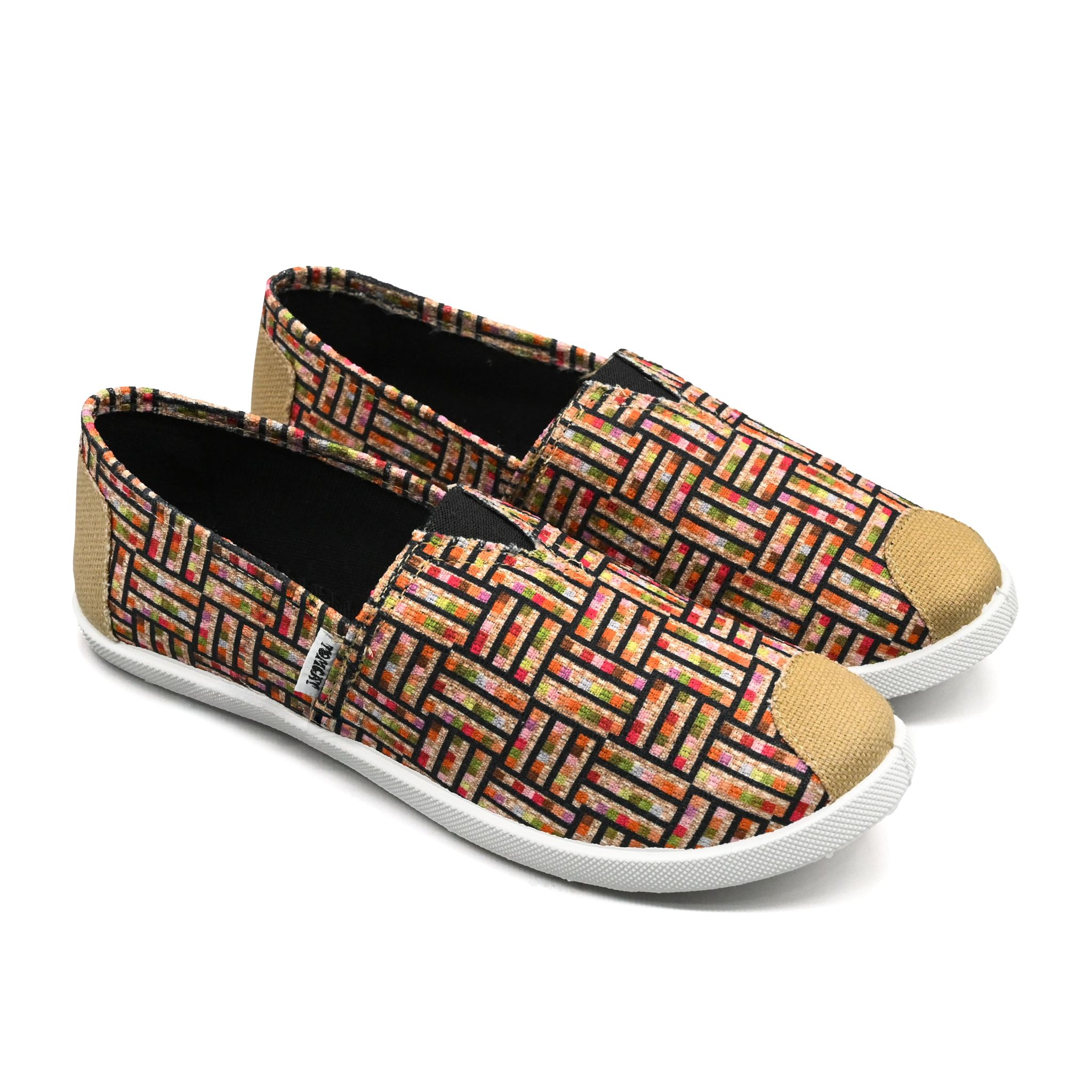 UMOJA Emmy Chapisha Canvas Shoes – Ankara Red & Blue | Colorful African Print Slip-On Canvas Shoes for Casual Outings, Summer Events & Everyday Comfort ladies shoes,women shoes