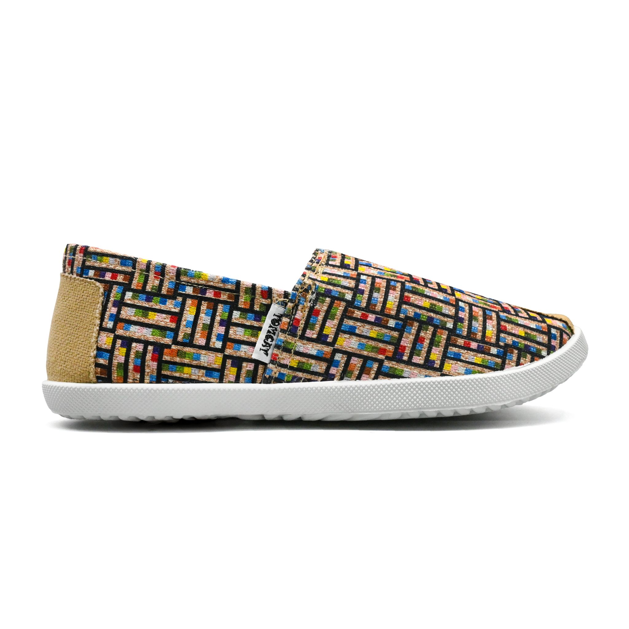 UMOJA Emmy Chapisha Canvas Shoes – Ankara Red & Blue | Colorful African Print Slip-On Canvas Shoes for Casual Outings, Summer Events & Everyday Comfort ladies shoes,women shoes