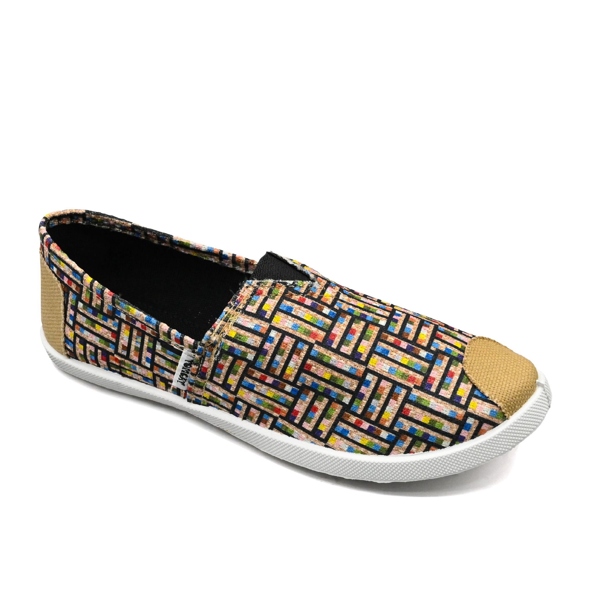 UMOJA Emmy Chapisha Canvas Shoes – Ankara Red & Blue | Colorful African Print Slip-On Canvas Shoes for Casual Outings, Summer Events & Everyday Comfort ladies shoes,women shoes