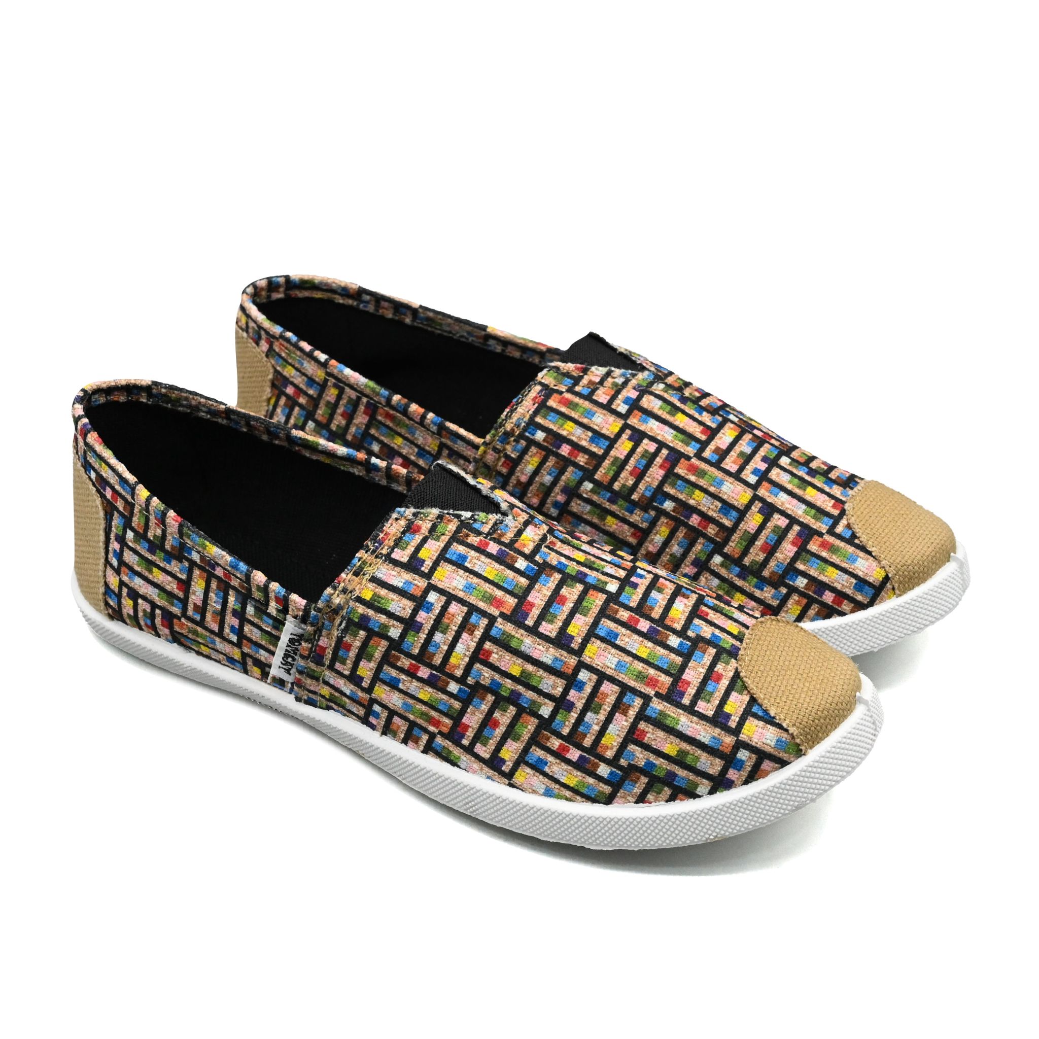 UMOJA Emmy Chapisha Canvas Shoes – Ankara Red & Blue | Colorful African Print Slip-On Canvas Shoes for Casual Outings, Summer Events & Everyday Comfort ladies shoes,women shoes