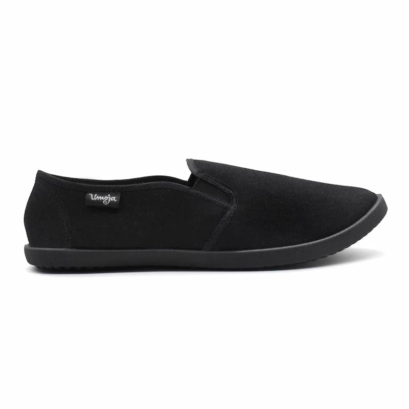 UMOJA Emmy Salama Canvas Shoes – Black & White | Comfortable Slip-On Canvas Shoes with Elastic Panels for Casual Outings, Everyday Wear & Weekend Adventures