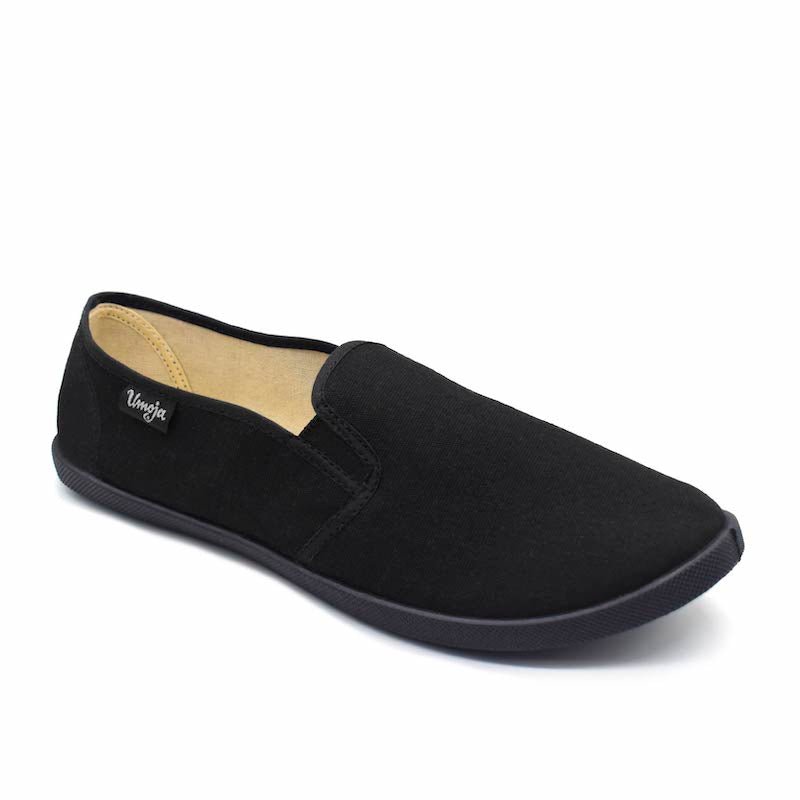 UMOJA Emmy Salama Canvas Shoes – Black & White | Comfortable Slip-On Canvas Shoes with Elastic Panels for Casual Outings, Everyday Wear & Weekend Adventures