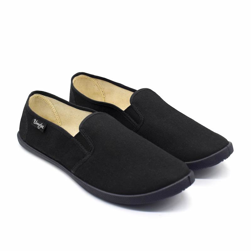 UMOJA Emmy Salama Canvas Shoes – Black & White | Comfortable Slip-On Canvas Shoes with Elastic Panels for Casual Outings, Everyday Wear & Weekend Adventures
