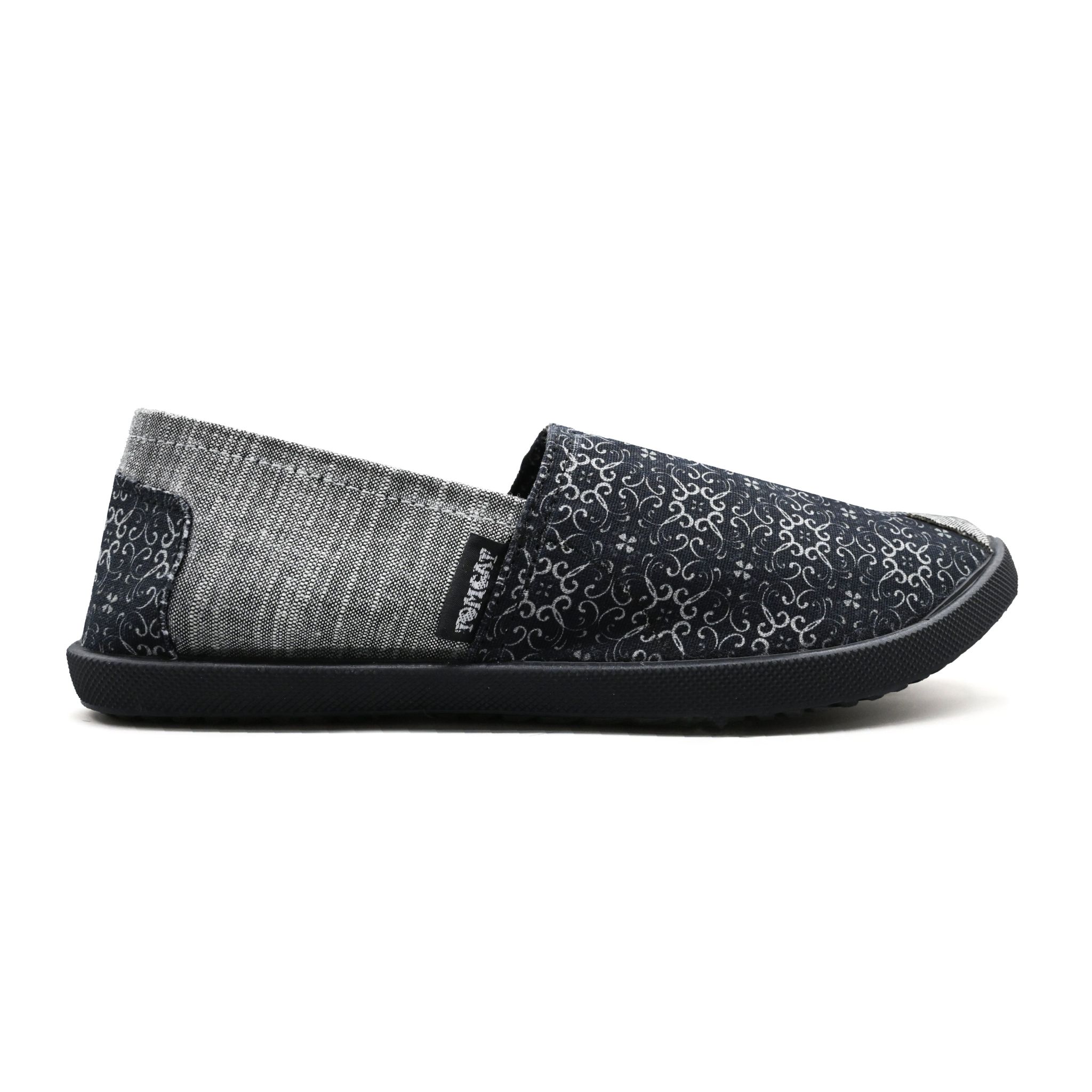 UMOJA Emmy Chapisha Canvas Shoes – Ava | Black & Silver Floral Slip-On Canvas Shoes for Casual Outings, Everyday Wear & Comfortable City Strolls
