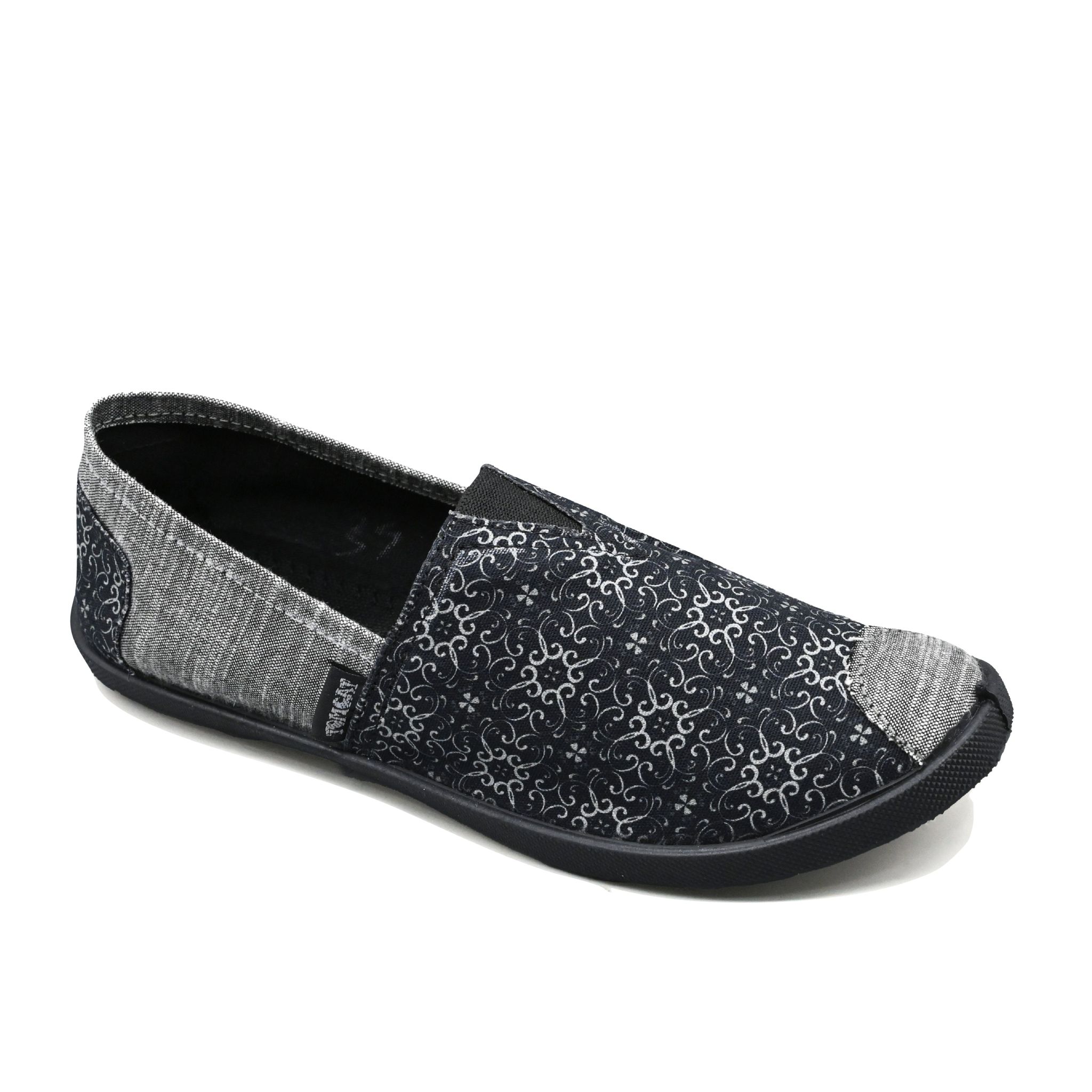 UMOJA Emmy Chapisha Canvas Shoes – Ava | Black & Silver Floral Slip-On Canvas Shoes for Casual Outings, Everyday Wear & Comfortable City Strolls