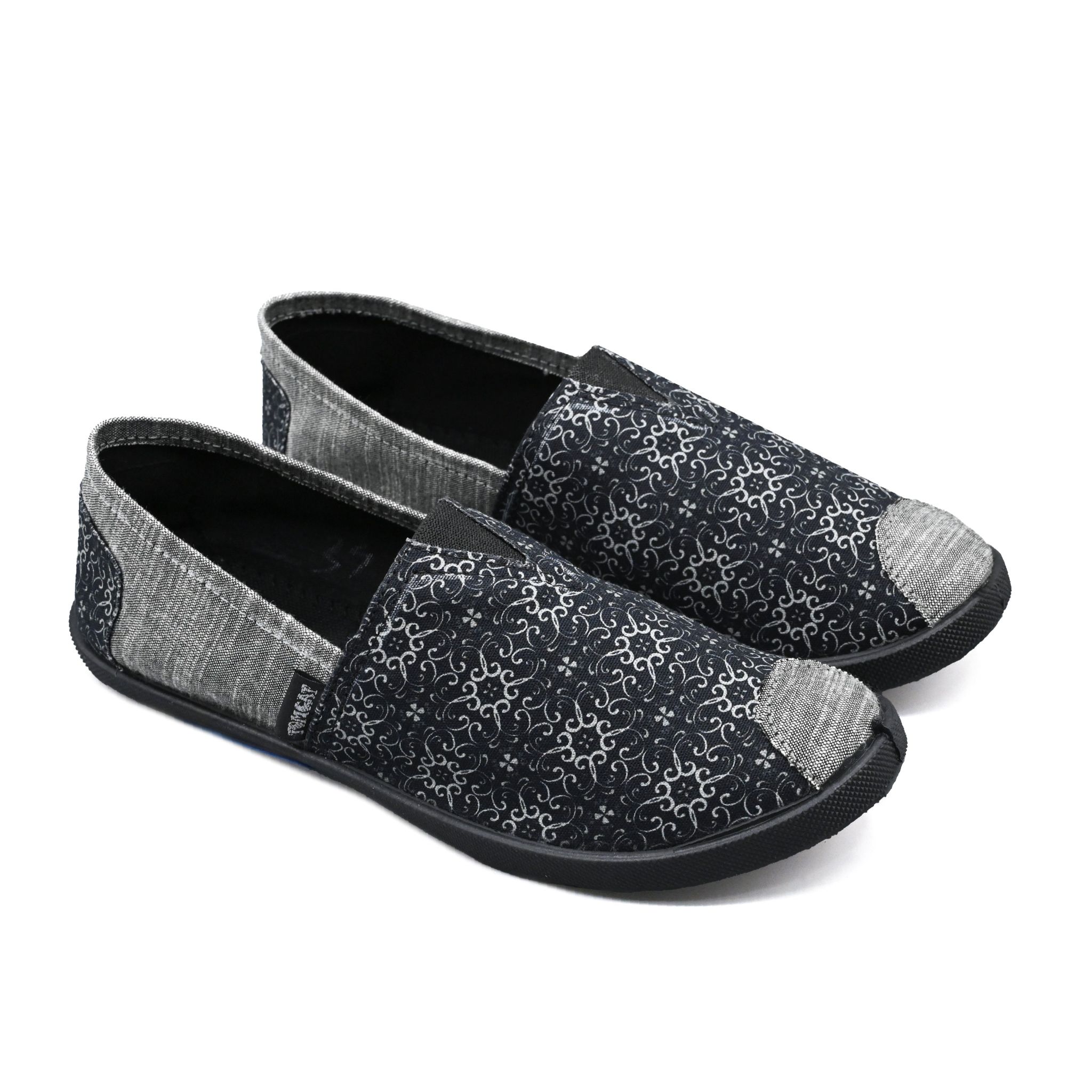UMOJA Emmy Chapisha Canvas Shoes – Ava | Black & Silver Floral Slip-On Canvas Shoes for Casual Outings, Everyday Wear & Comfortable City Strolls