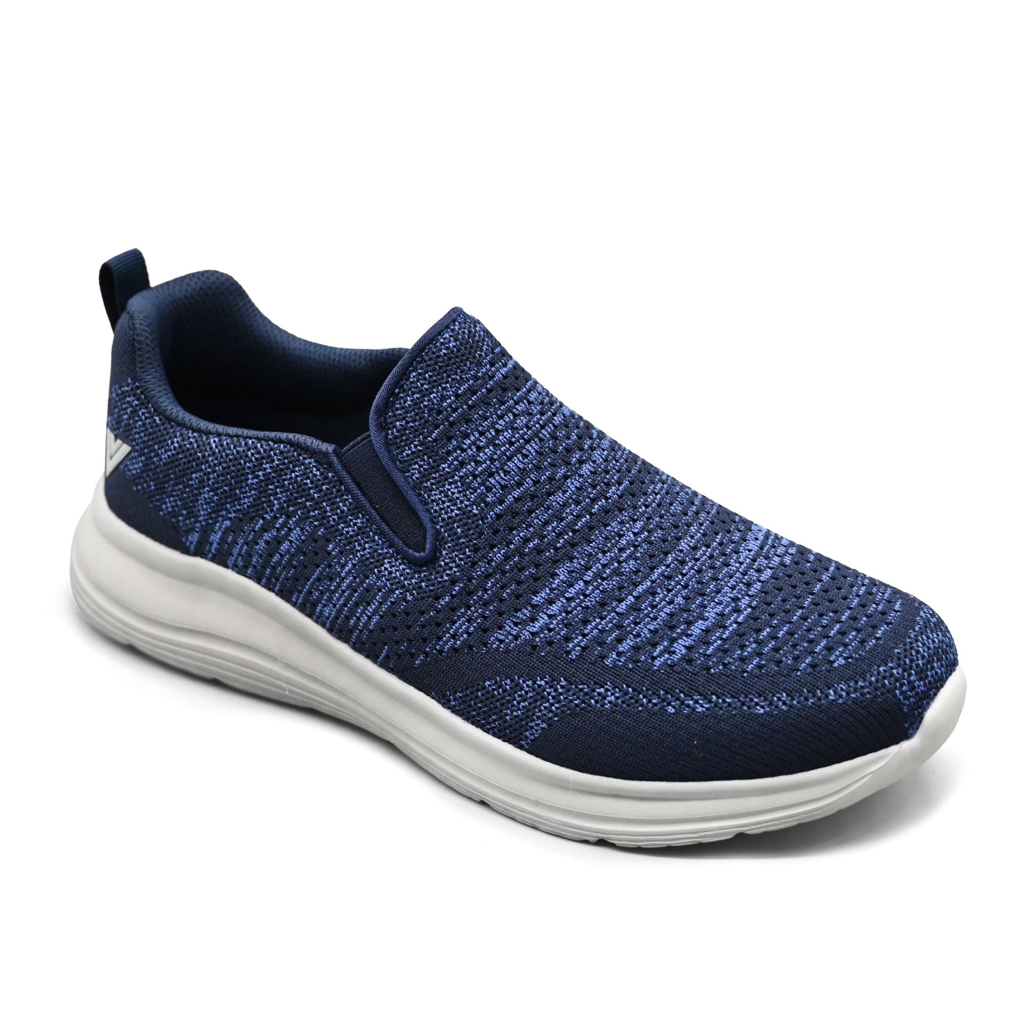 UMOJA Vigo Zaman Slip-Ons – Men shoes Knit Sneakers in Navy Blue & Black-White Heather | EVA Outsole, Ortholite Footbed & Breathable Mesh Lining | Lightweight, Comfortable & Stylish | Casual Style