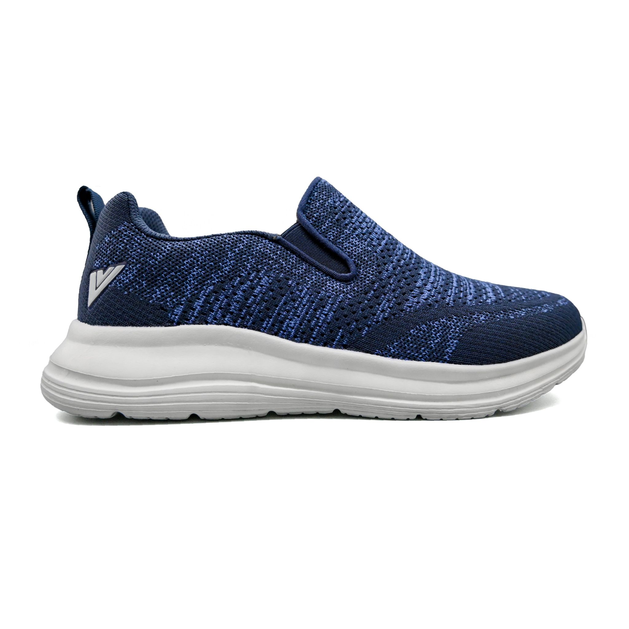 UMOJA Vigo Zaman Slip-Ons – Men shoes Knit Sneakers in Navy Blue & Black-White Heather | EVA Outsole, Ortholite Footbed & Breathable Mesh Lining | Lightweight, Comfortable & Stylish | Casual Style