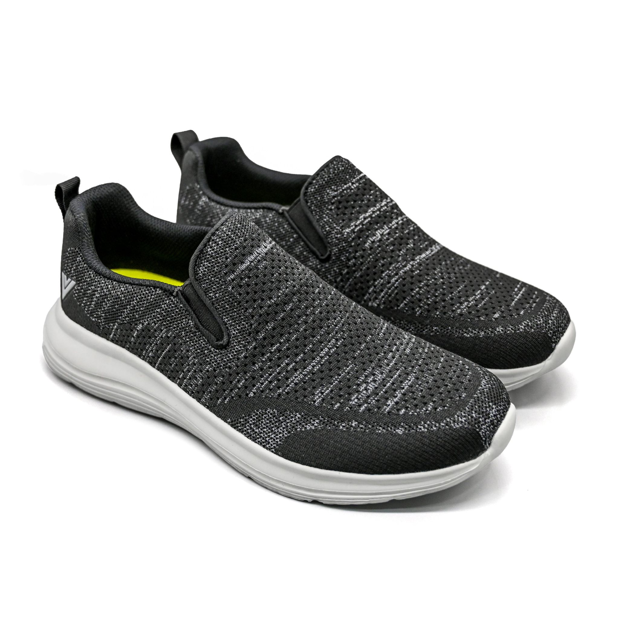 UMOJA Vigo Zaman Slip-Ons – Men shoes Knit Sneakers in Navy Blue & Black-White Heather | EVA Outsole, Ortholite Footbed & Breathable Mesh Lining | Lightweight, Comfortable & Stylish | Casual Style