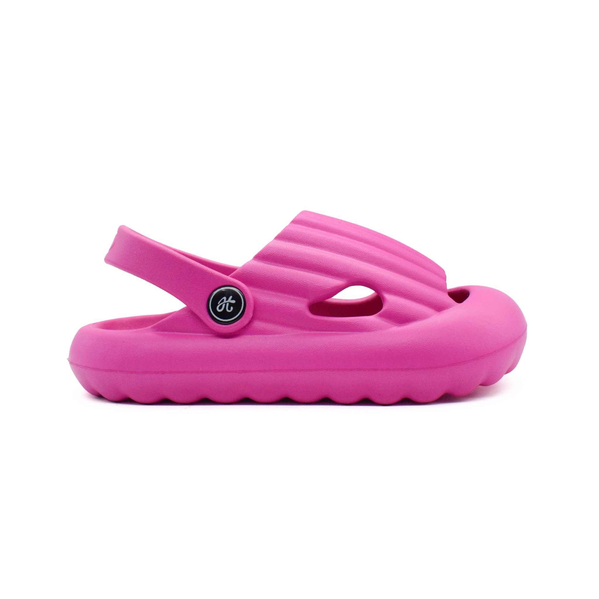 UMOJA Hippies Surf Kid Clogs – Kids Slip-On Clogs in Gray & Pink | Lightweight, Easy-Clean Footwear with Ventilation Holes, Heart Cutouts & Adjustable Heel Strap for Play & Beach
