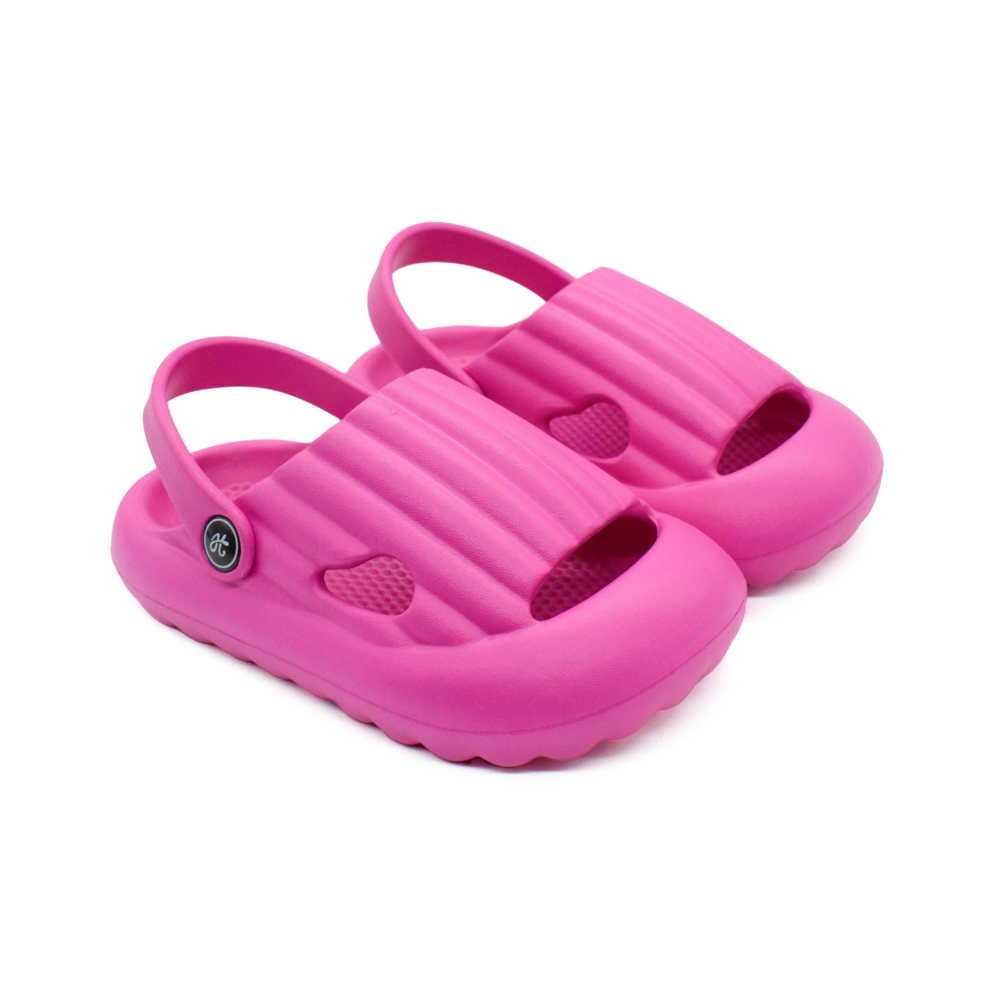 UMOJA Hippies Surf Kid Clogs – Kids Slip-On Clogs in Gray & Pink | Lightweight, Easy-Clean Footwear with Ventilation Holes, Heart Cutouts & Adjustable Heel Strap for Play & Beach