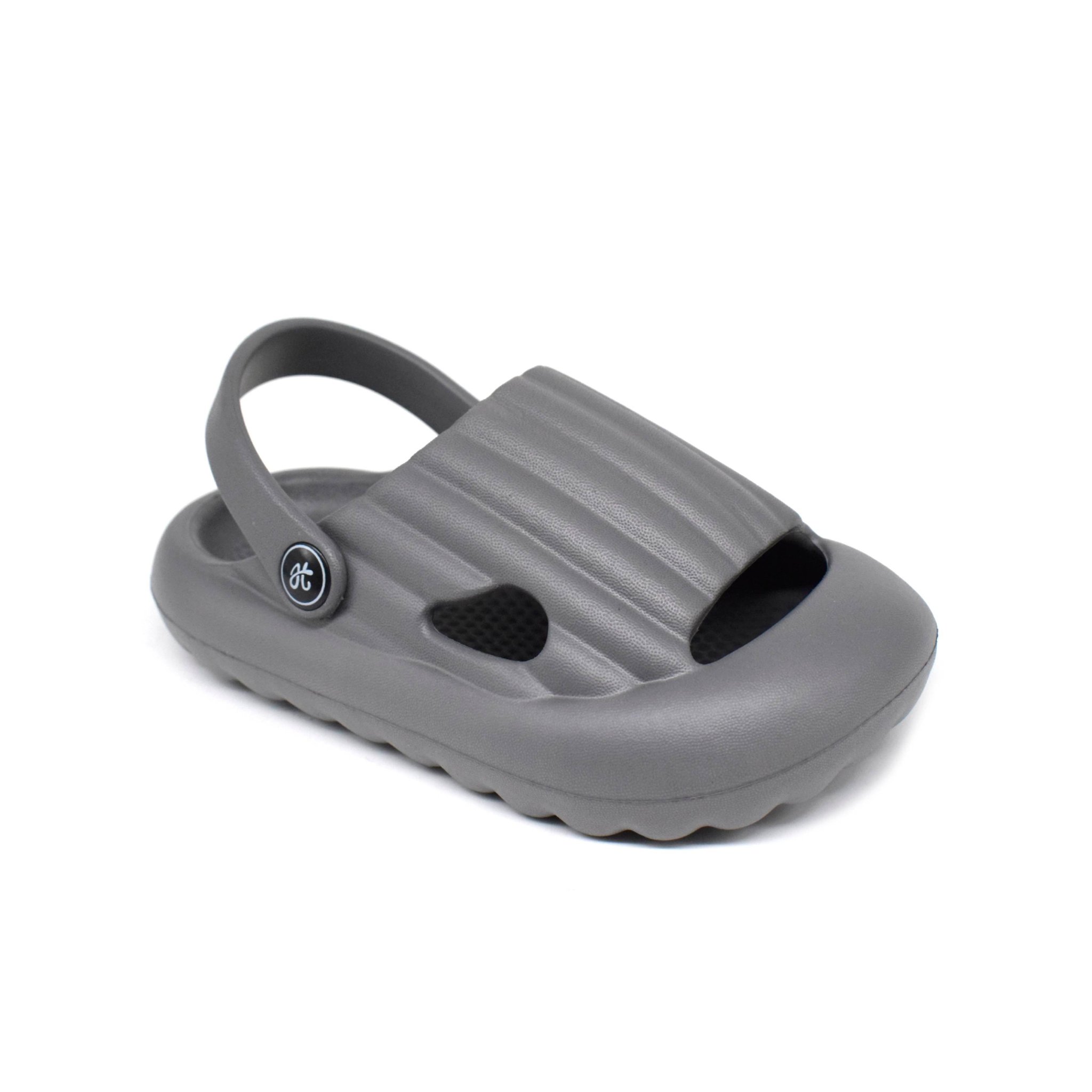 UMOJA Hippies Surf Kid Clogs – Kids Slip-On Clogs in Gray & Pink | Lightweight, Easy-Clean Footwear with Ventilation Holes, Heart Cutouts & Adjustable Heel Strap for Play & Beach